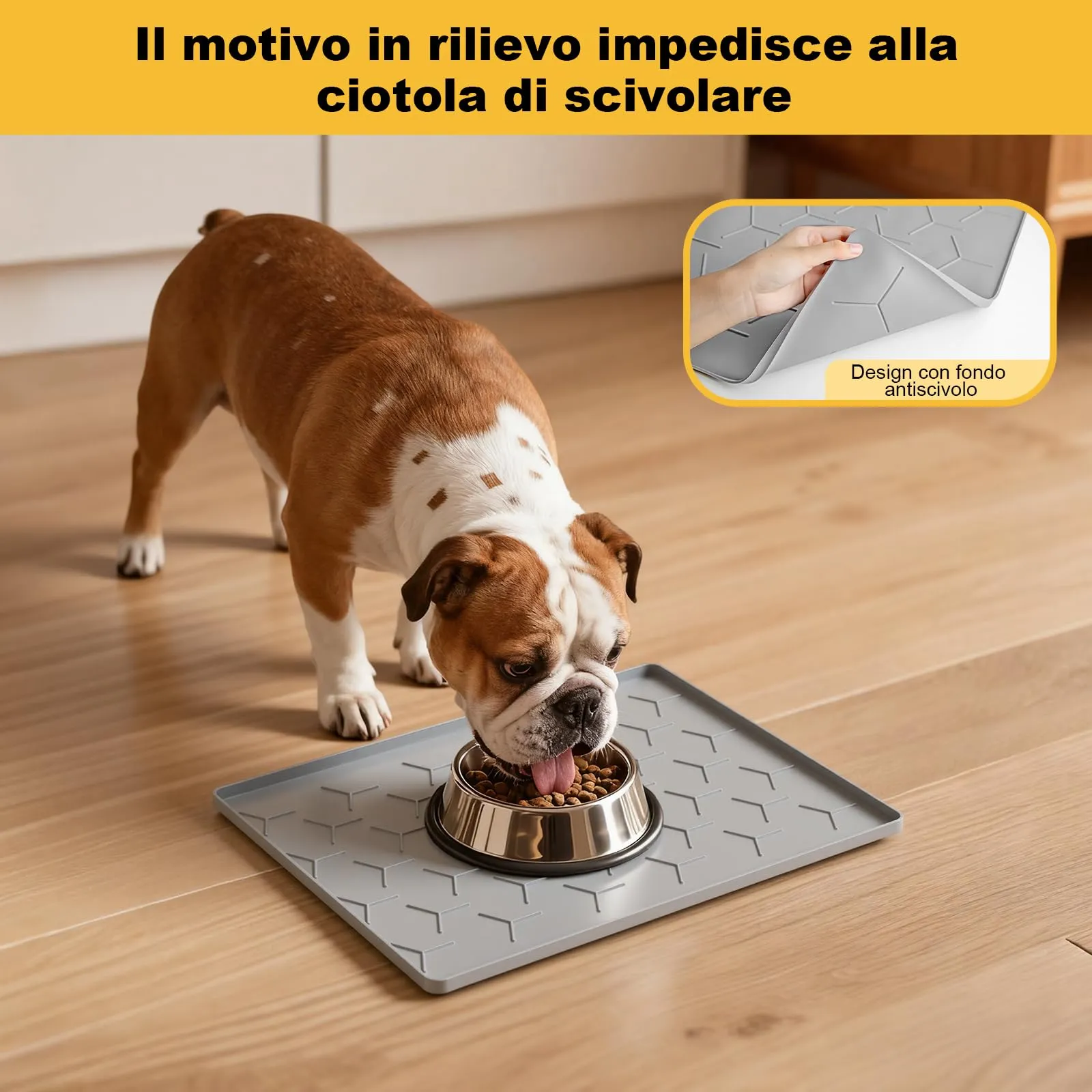Pieviev Tappetino Ciotola per Cani e Gatti, Silicone Alimentare 30x40cm - immagine 6