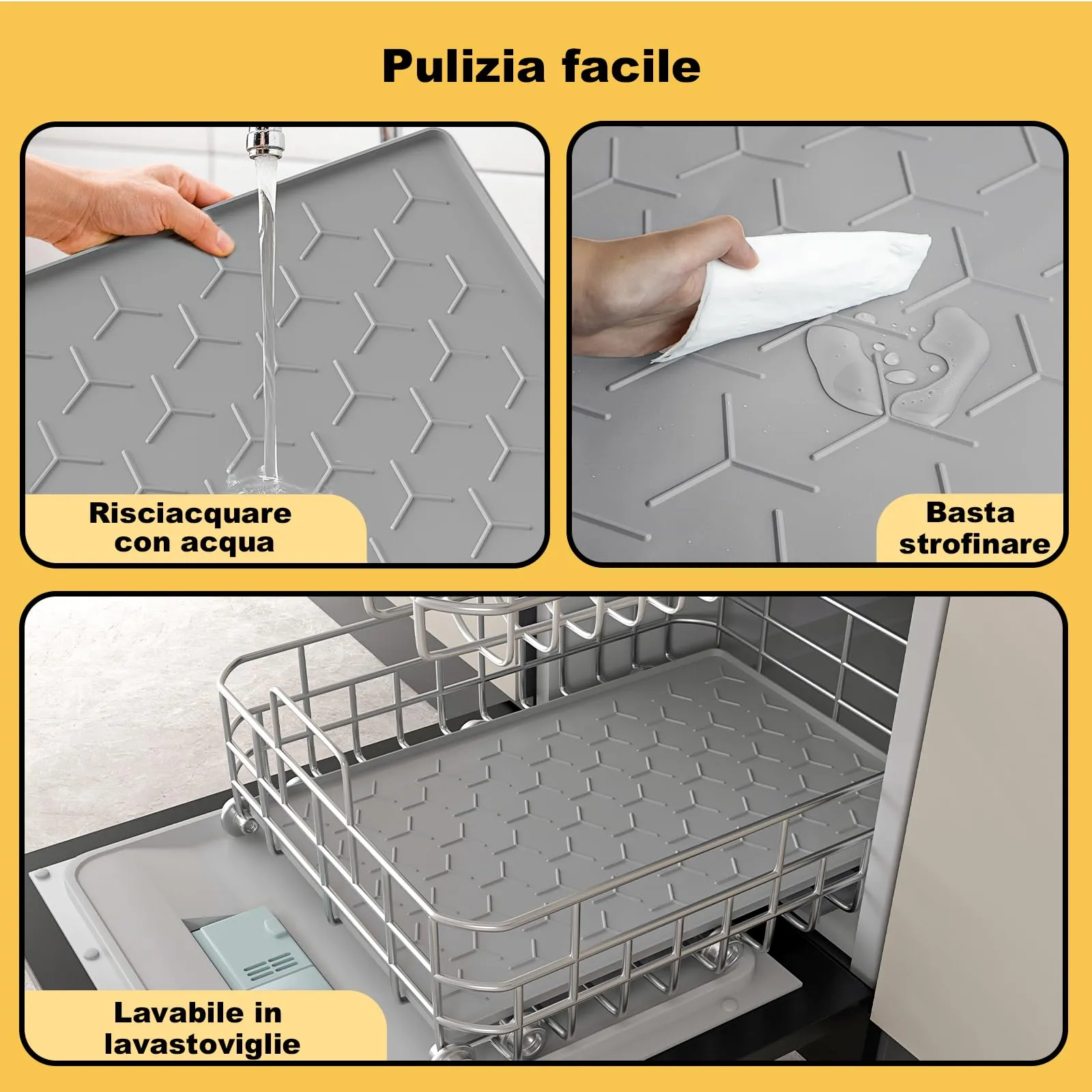 Pieviev Tappetino Ciotola per Cani e Gatti, Silicone Alimentare 30x40cm - immagine 7