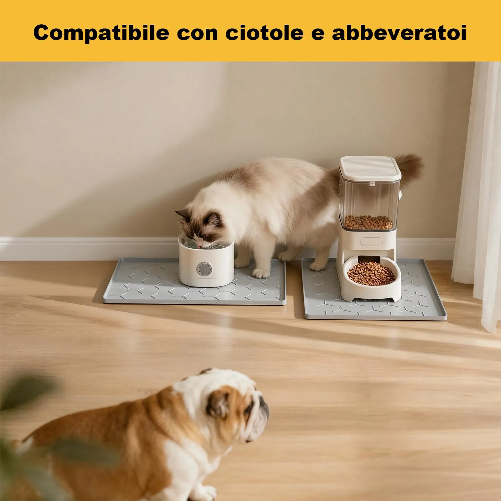 Pieviev Tappetino Ciotola per Cani e Gatti, Silicone Alimentare 30x40cm - immagine 8