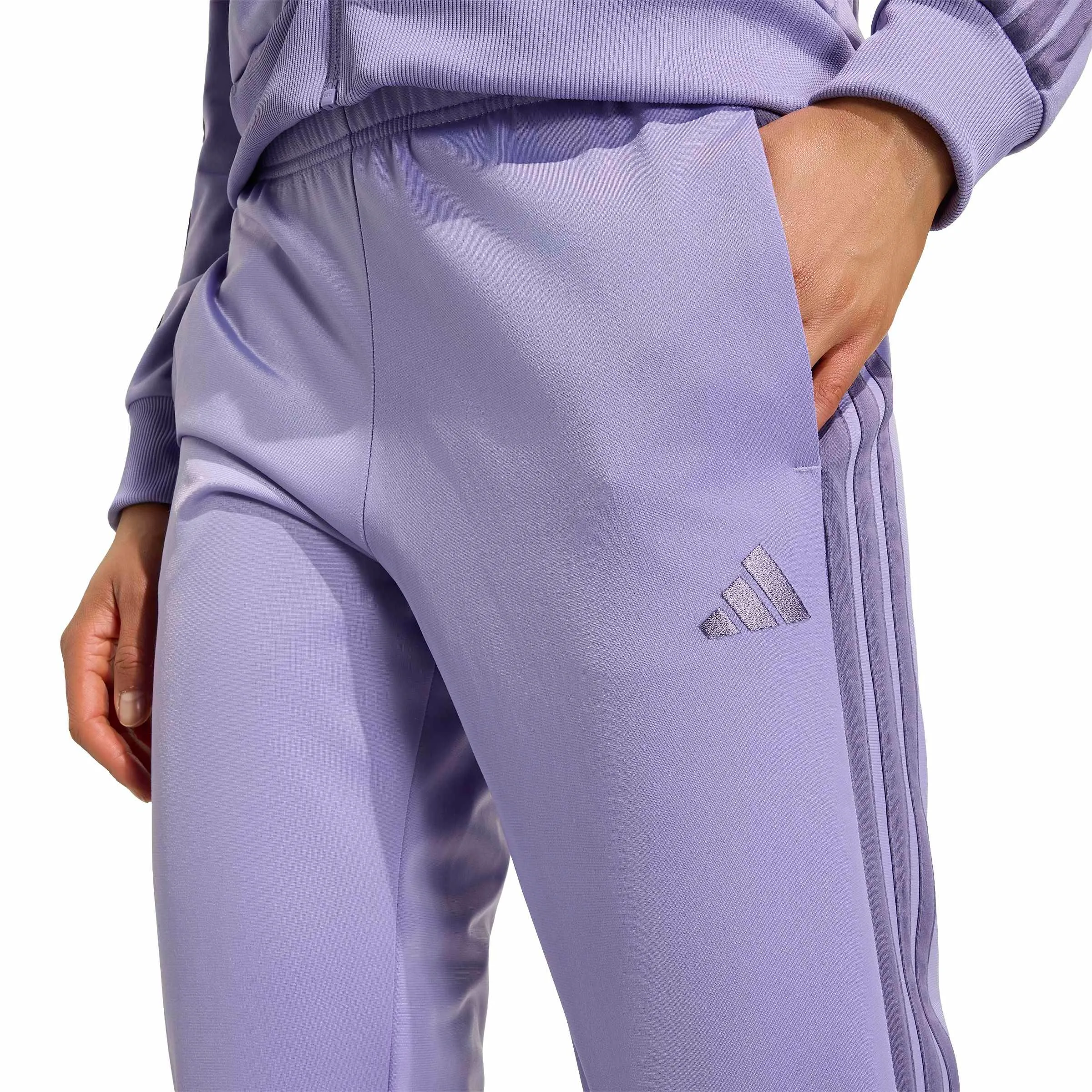 adidas Donna Essentials 3-Stripes Track Suit, Magic Lilac, L - immagine 5