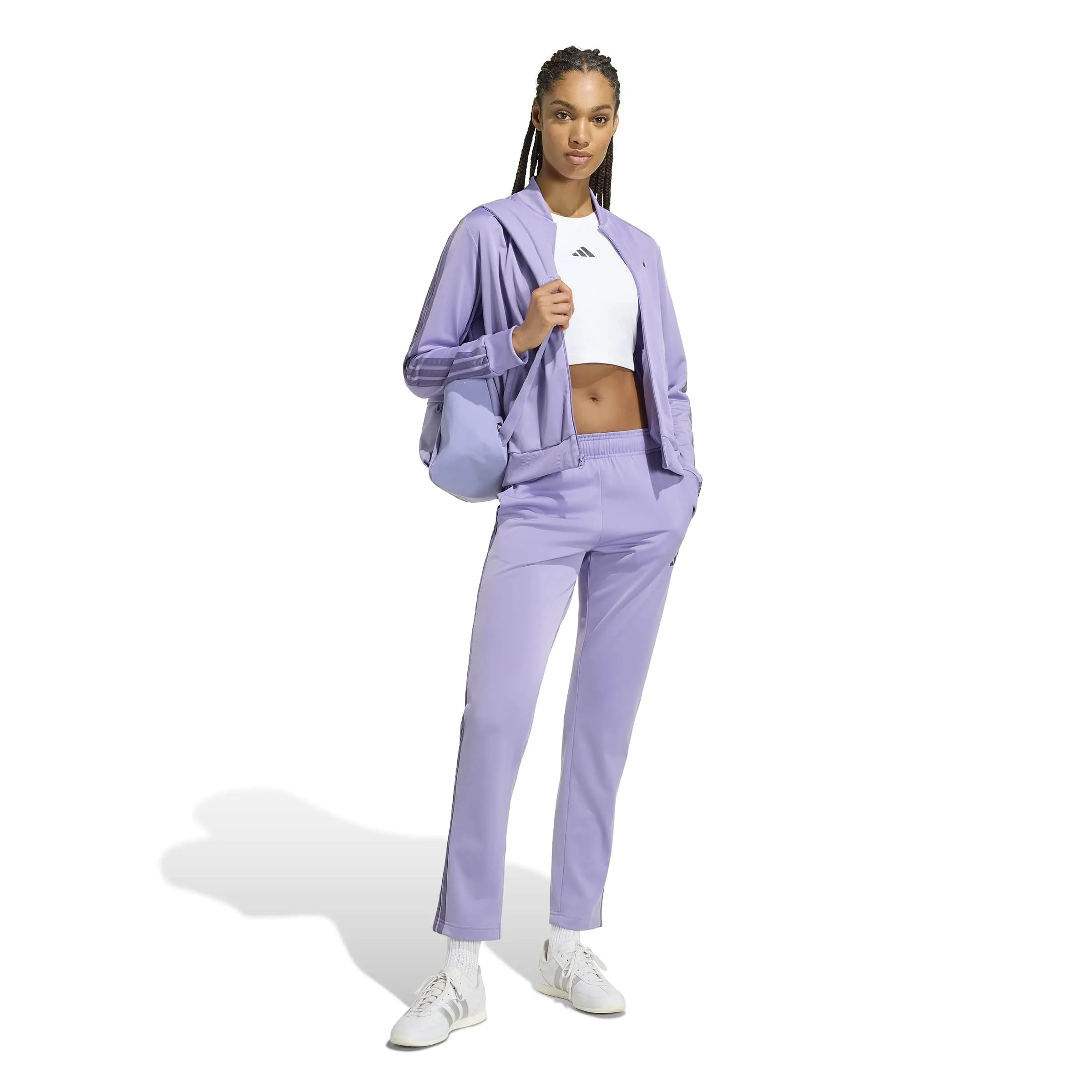 adidas Donna Essentials 3-Stripes Track Suit, Magic Lilac, L - immagine 6