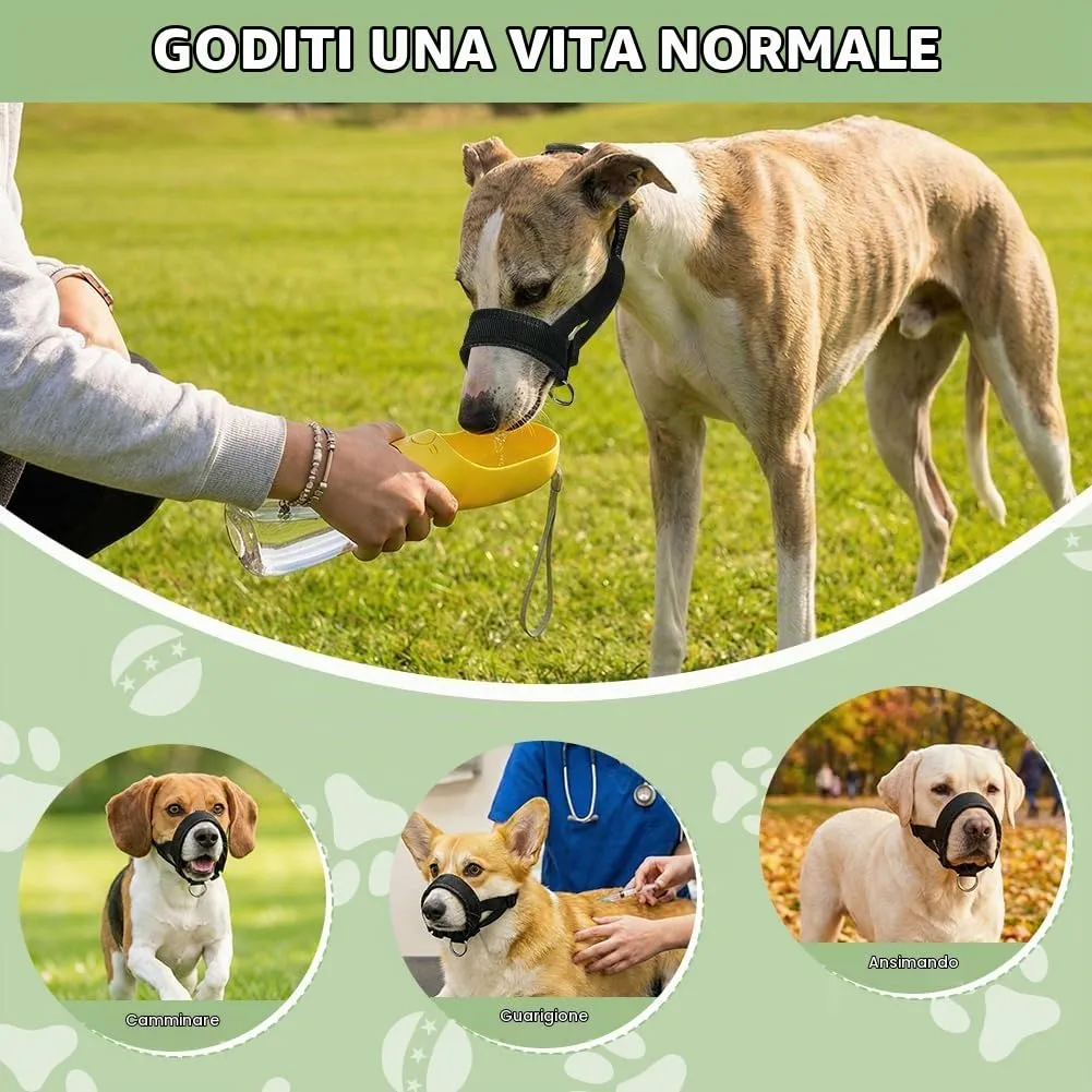 AUAUY Museruola per Cane, Materiale in Nylon, con Anello Regolabile, L-Nero - immagine 7