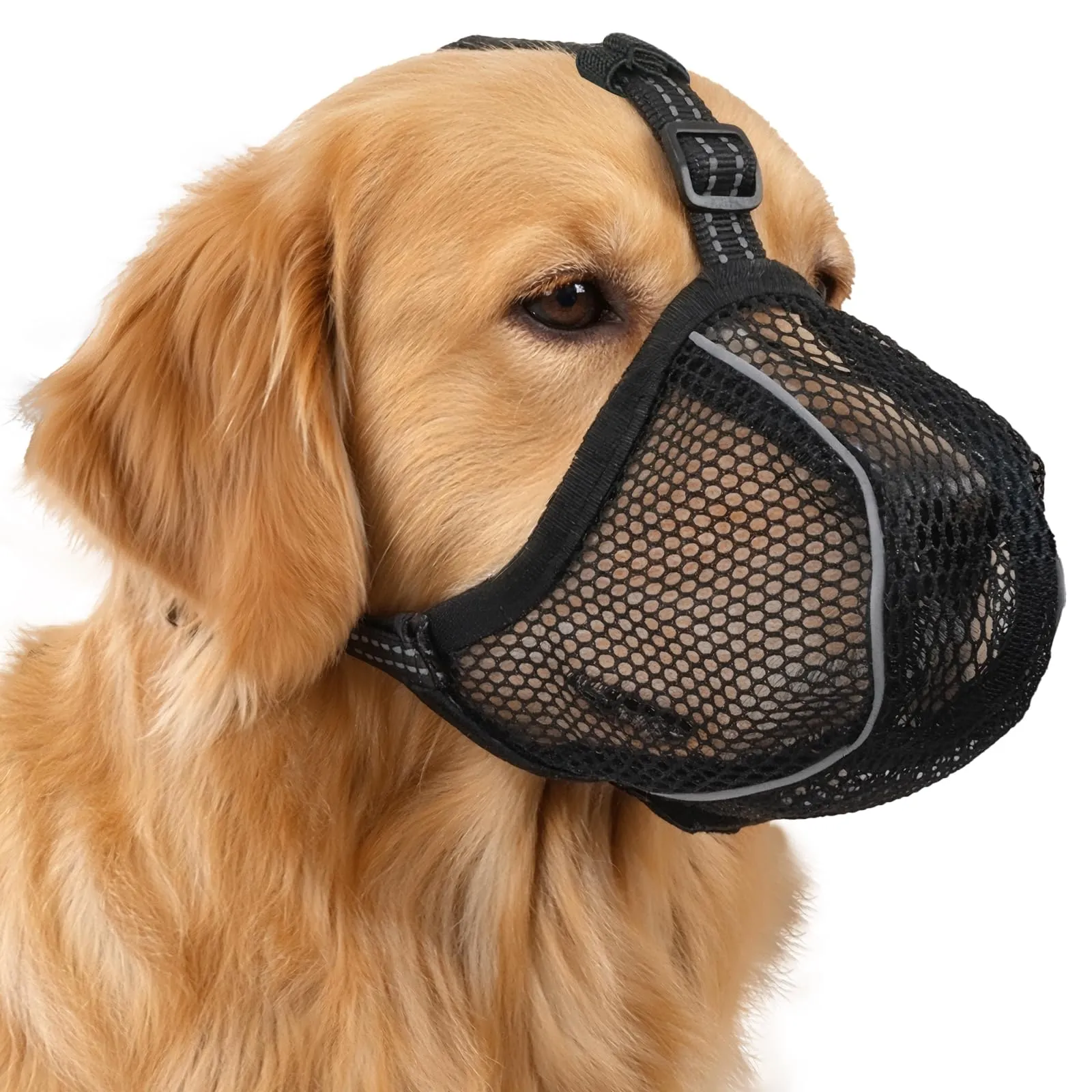 AUAUY Museruola per Cane, Riflettente Regolabile, Materiale a Rete, Nero, L - immagine 1