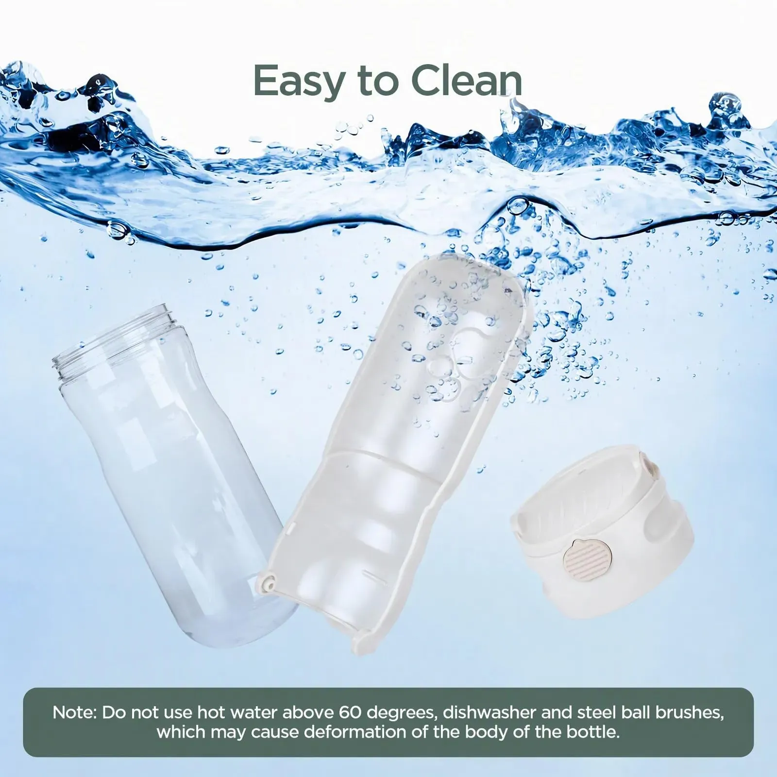 AiQInu 520ml Bottiglia per Cani, pieghevole a 180° & a prova di perdite, bottiglia portatile con filtro, grande capacità, bottiglia da viaggio per cani piccoli, gatti & animali domestici - immagine 6