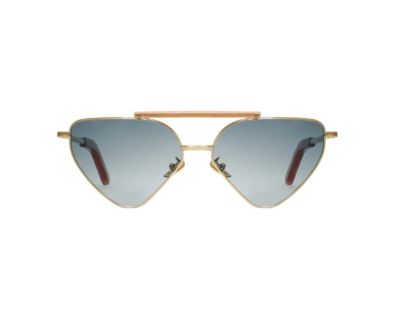 AMEN Unisex Audrey A21S0127 Occhiali da sole outlet Metallo Oro Verde Geometrica Sfumato - immagine 2