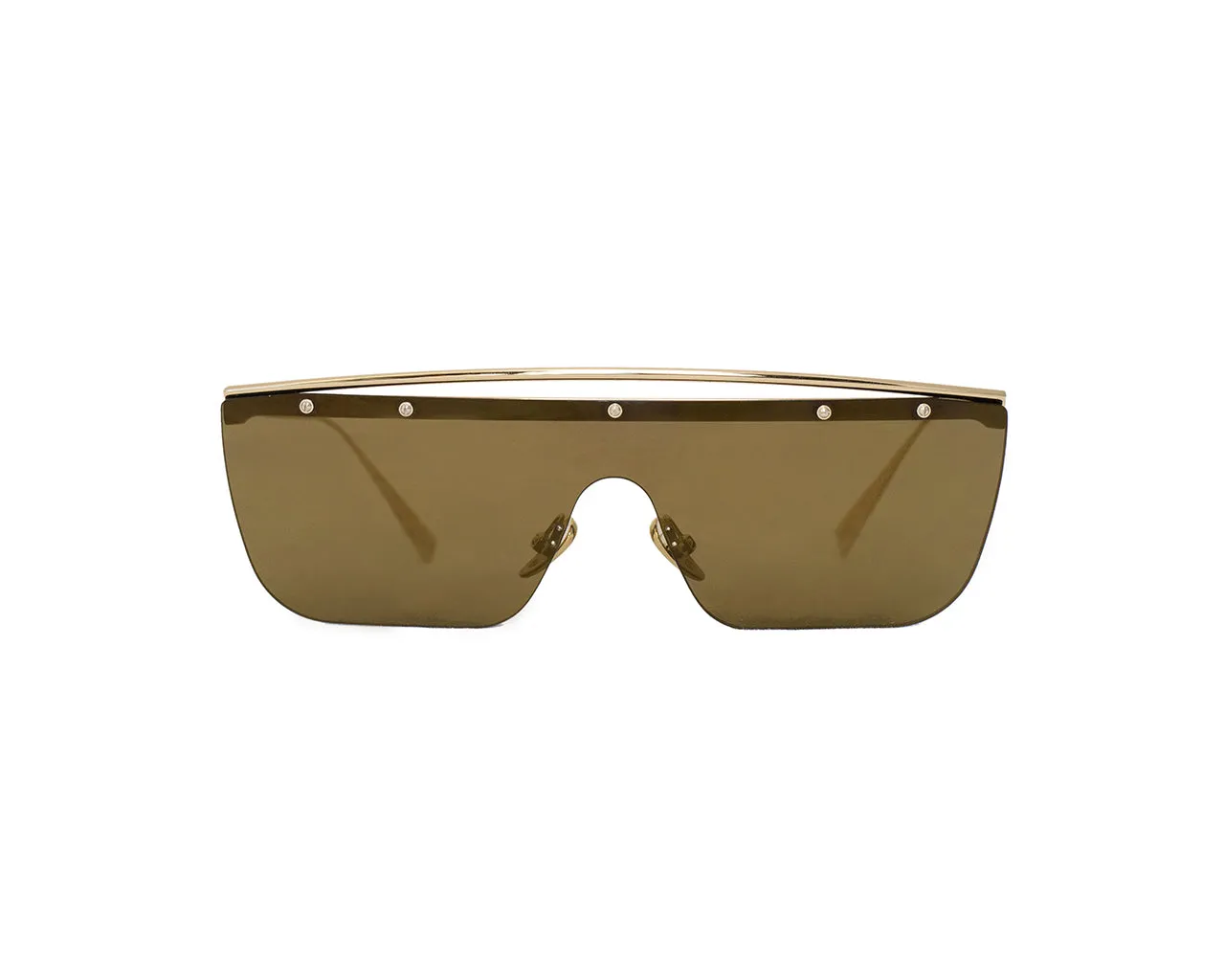 AMEN Donna Tommy A11S14 Occhiali da sole outlet Metallo Oro Marrone Maschera - immagine 1