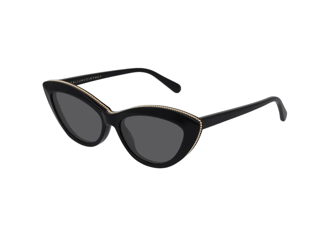 Stella McCartney Donna SC0187S 005 Occhiali da sole outlet Acetato Nero Grigio Cat Eye Normale - immagine 1