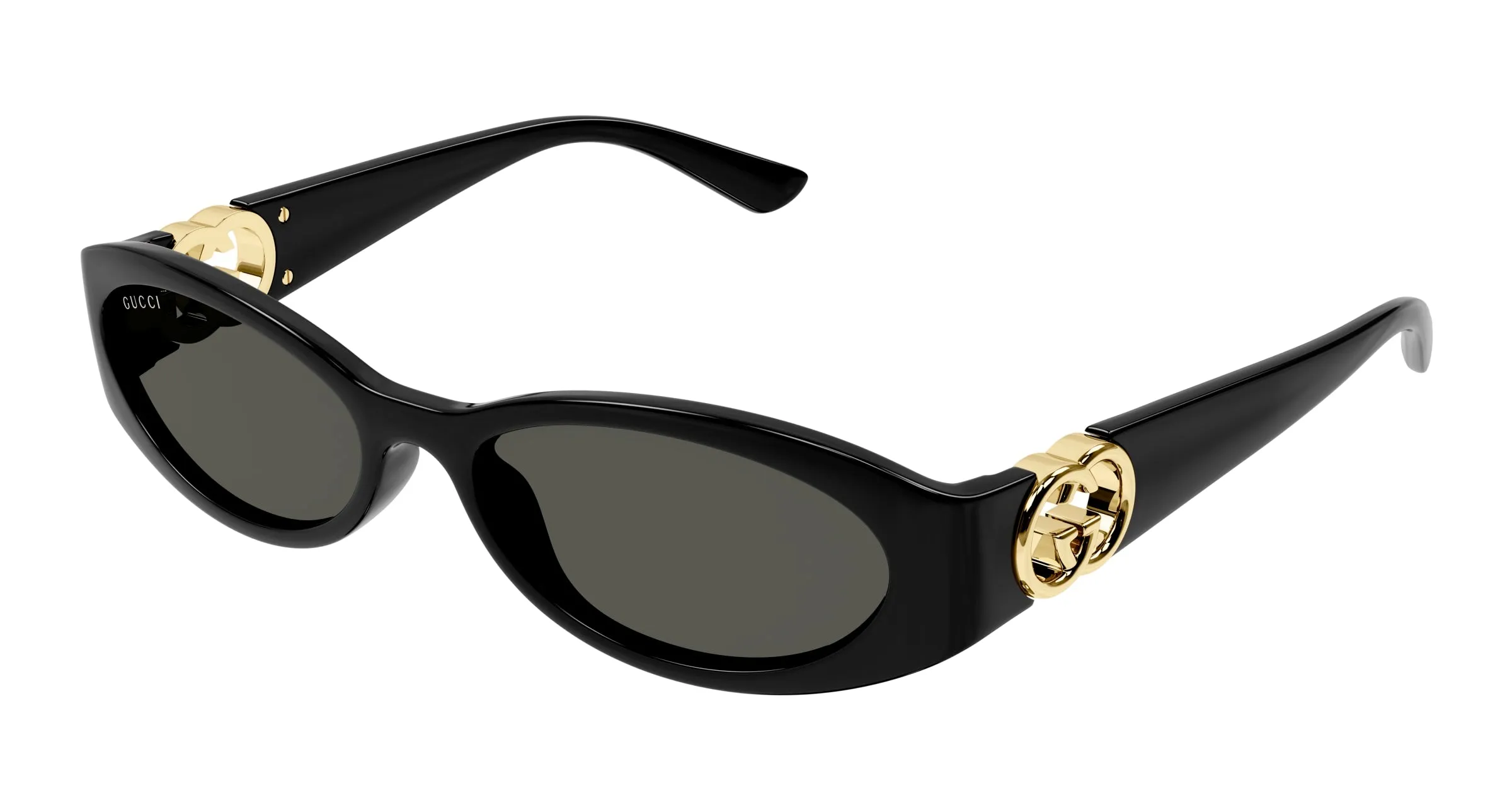 Gucci GG1660S 001 Occhiali da sole Iniettato Nero Grigio Rotonda - immagine 1