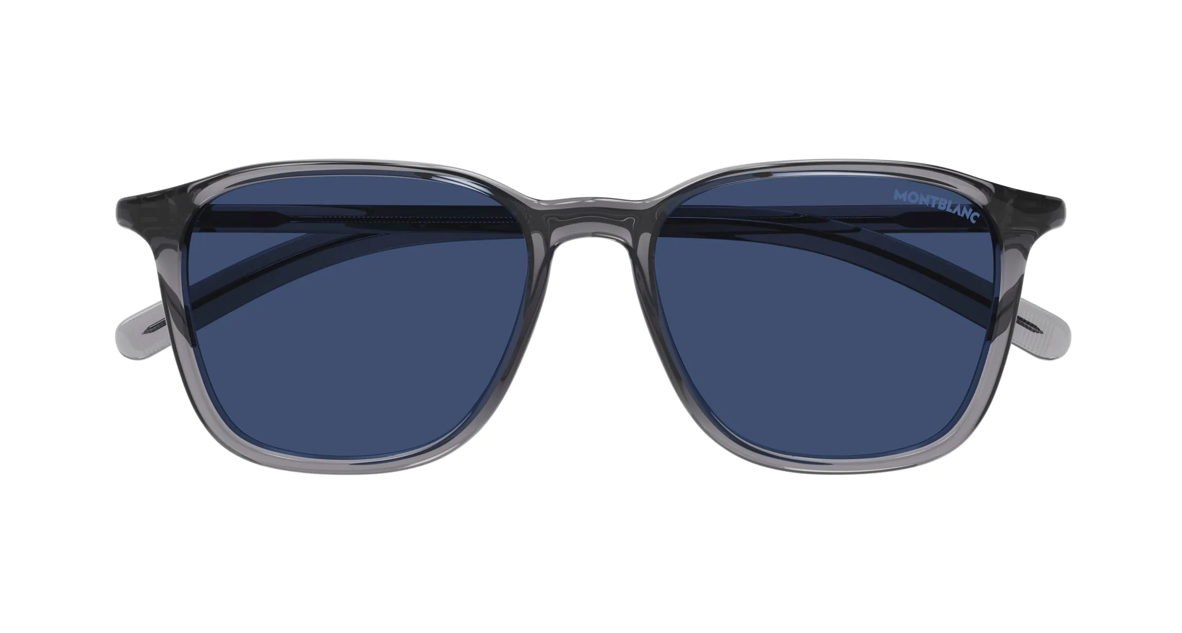 Montblanc MB0325S 002 Occhiali da sole Grigio Blu Rotonda - immagine 2