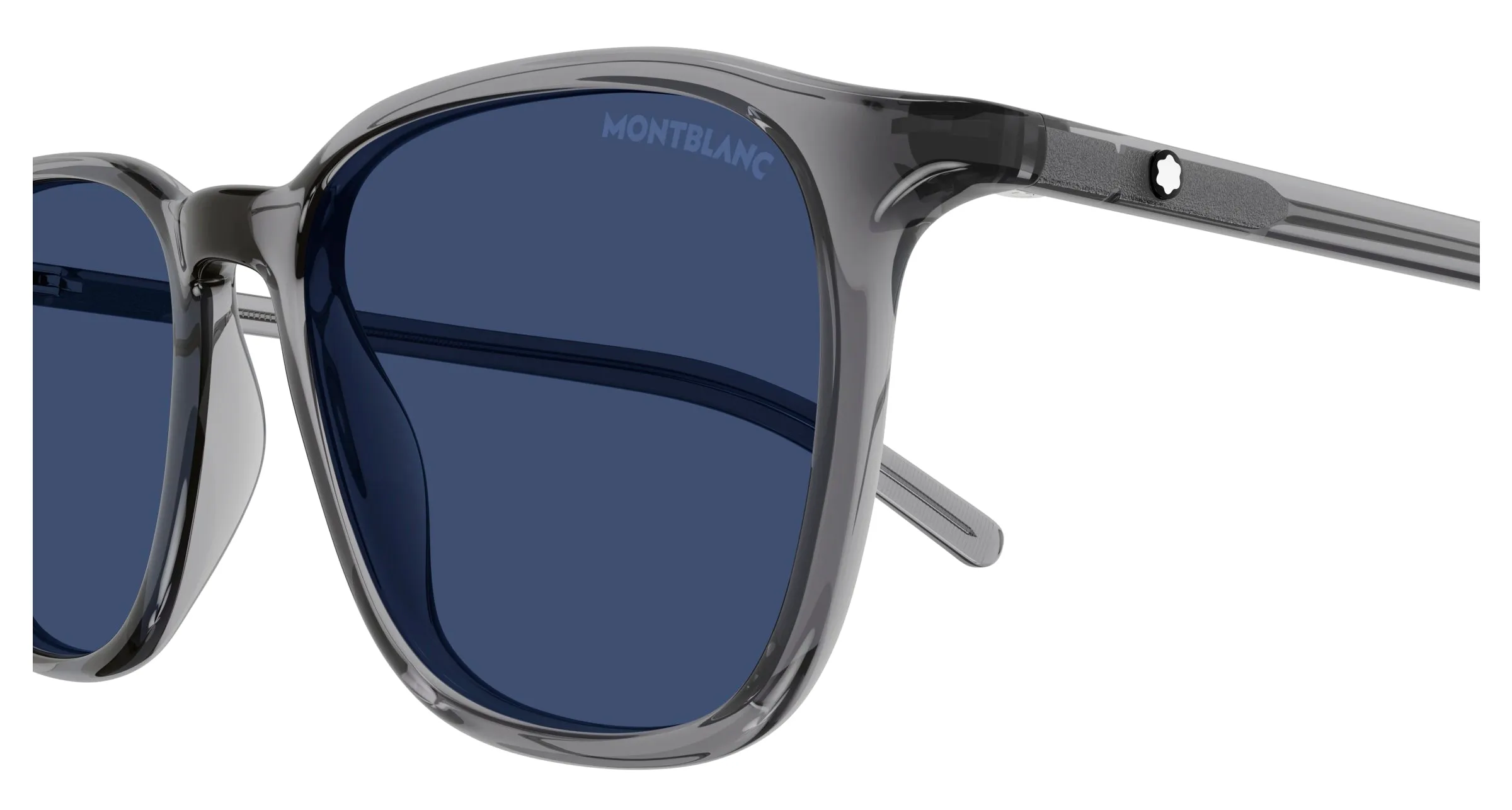 Montblanc MB0325S 002 Occhiali da sole Grigio Blu Rotonda - immagine 3