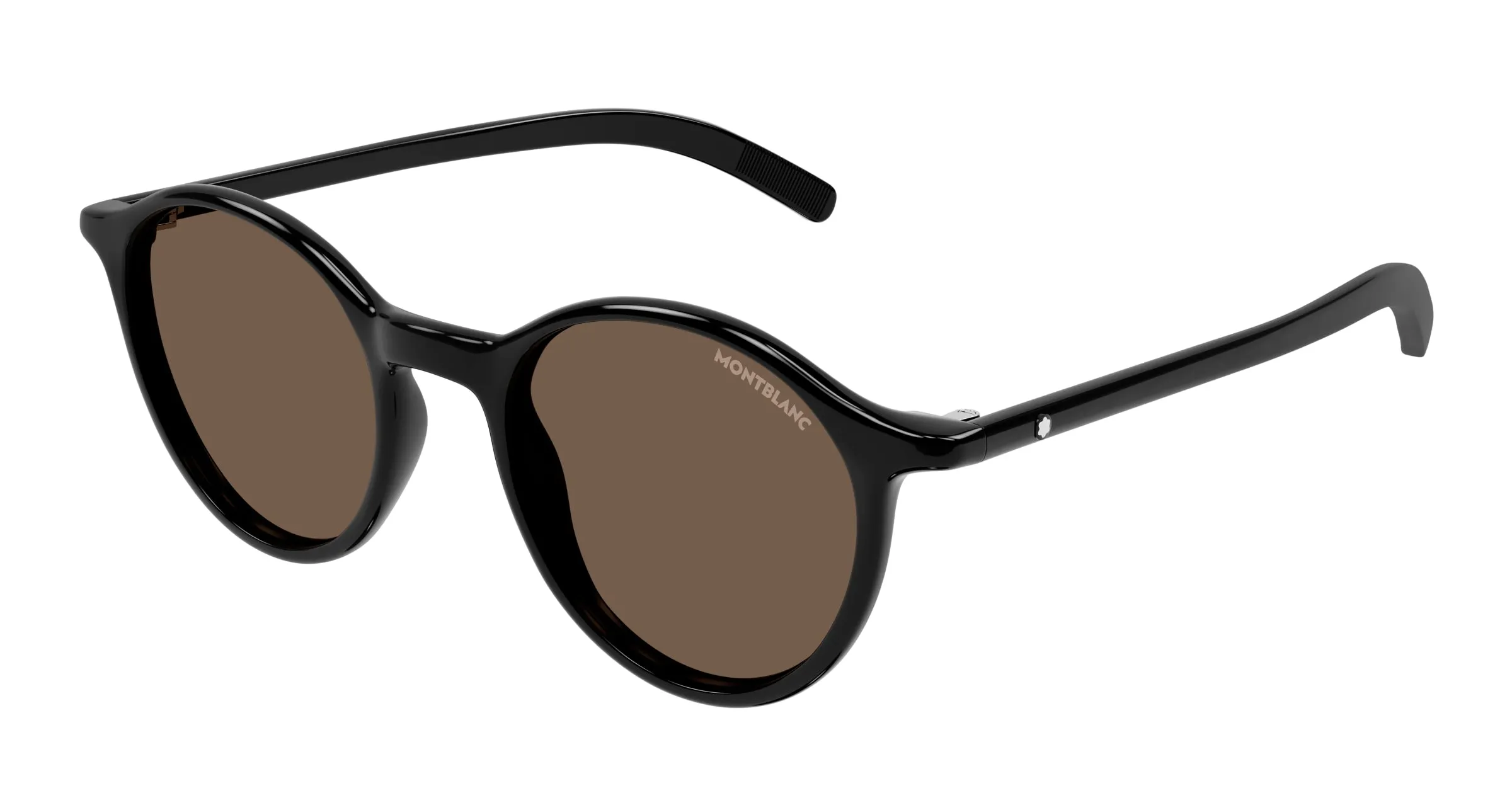 Montblanc Uomo MB0324S 001 Occhiali da sole Nero Marrone Rotonda - immagine 1
