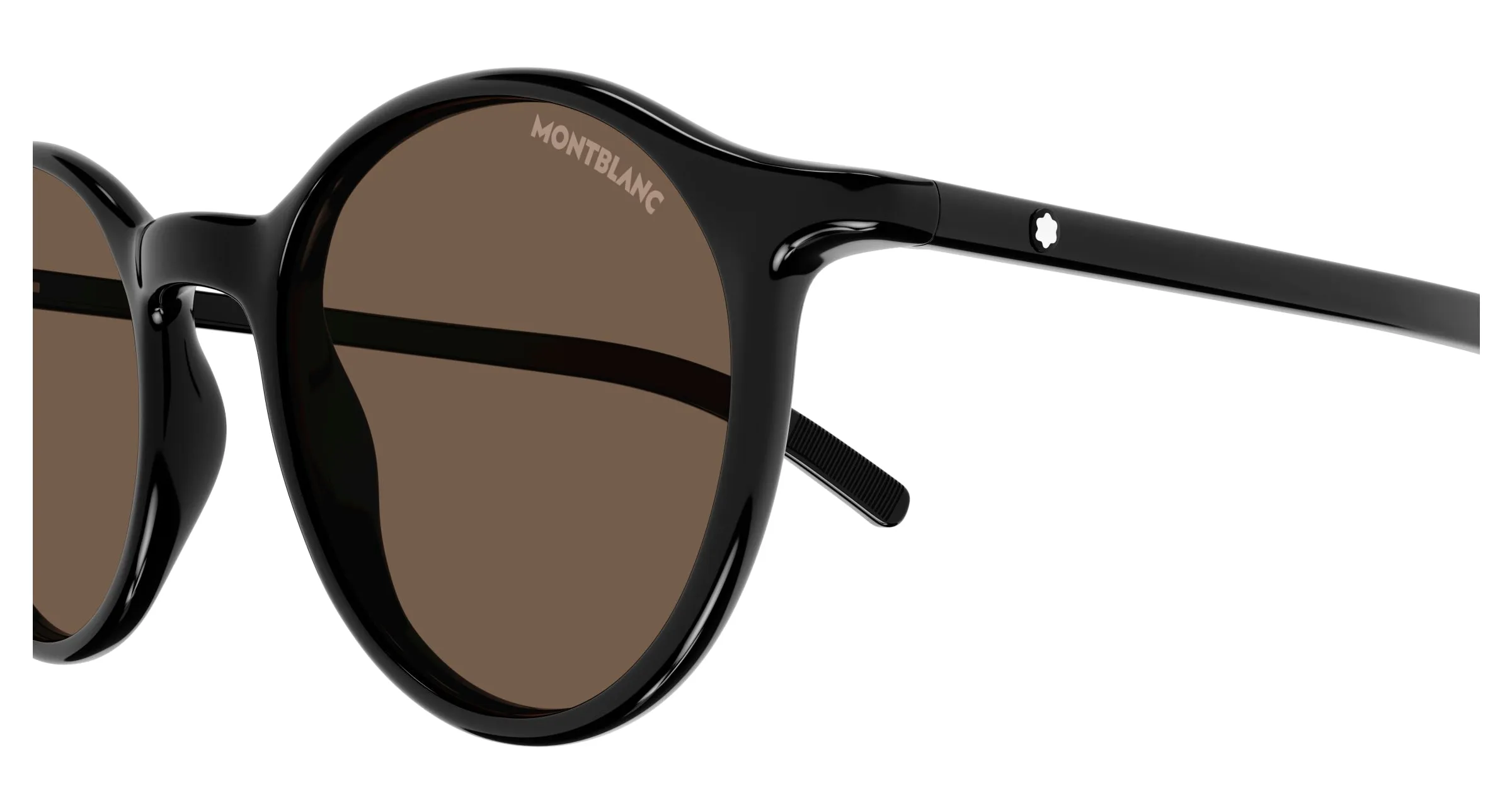 Montblanc Uomo MB0324S 001 Occhiali da sole Nero Marrone Rotonda - immagine 3
