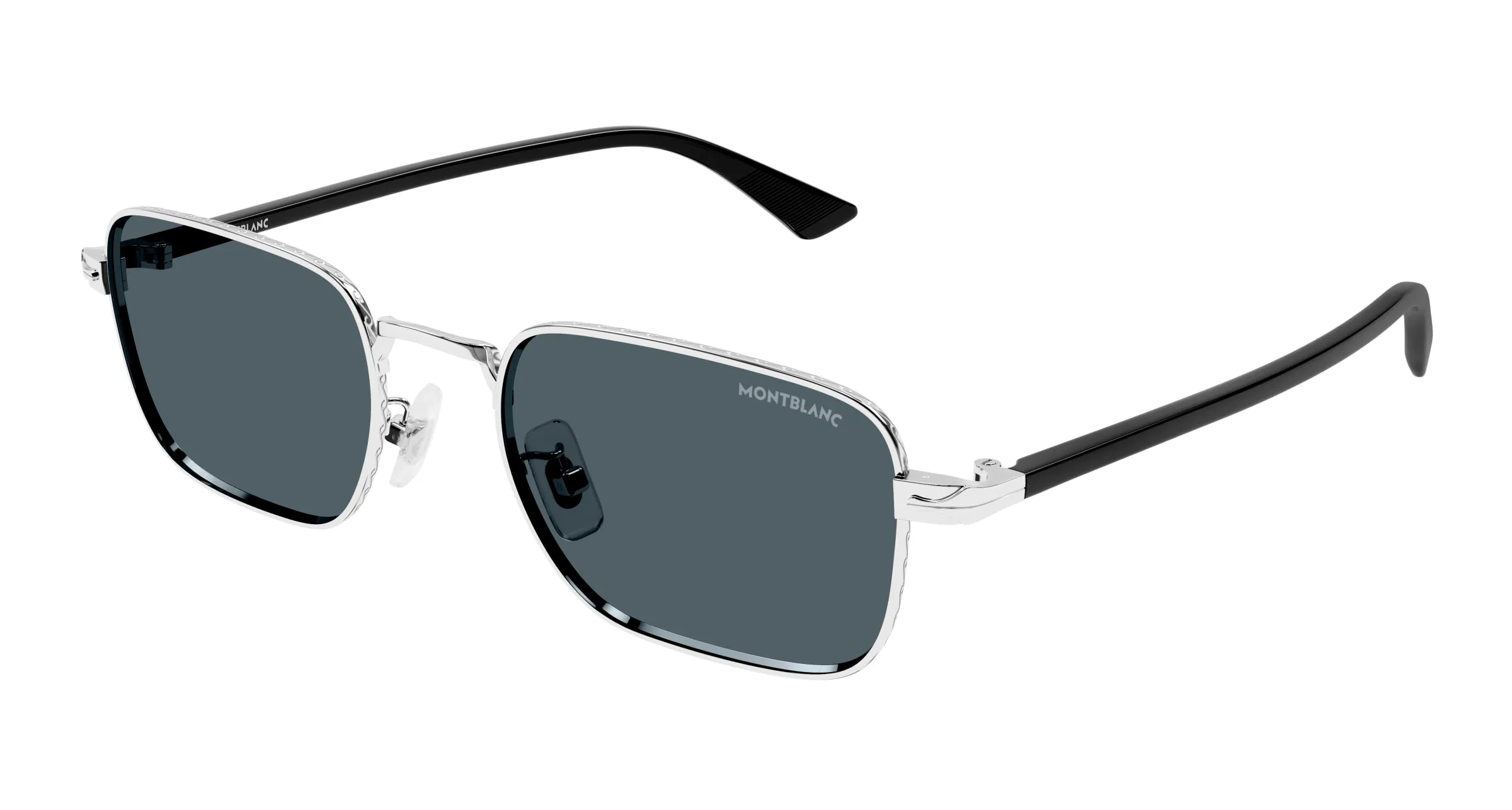 Montblanc MB0339S 003 Occhiali da sole Metallo Argento Blu Squadrata - immagine 1