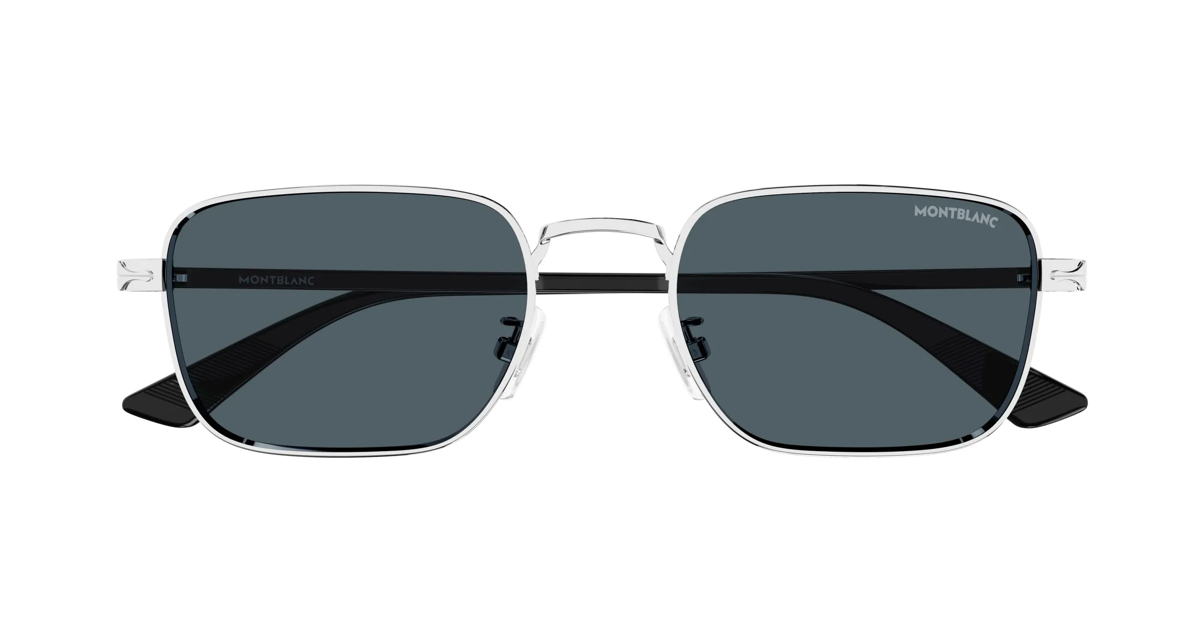 Montblanc MB0339S 003 Occhiali da sole Metallo Argento Blu Squadrata - immagine 2