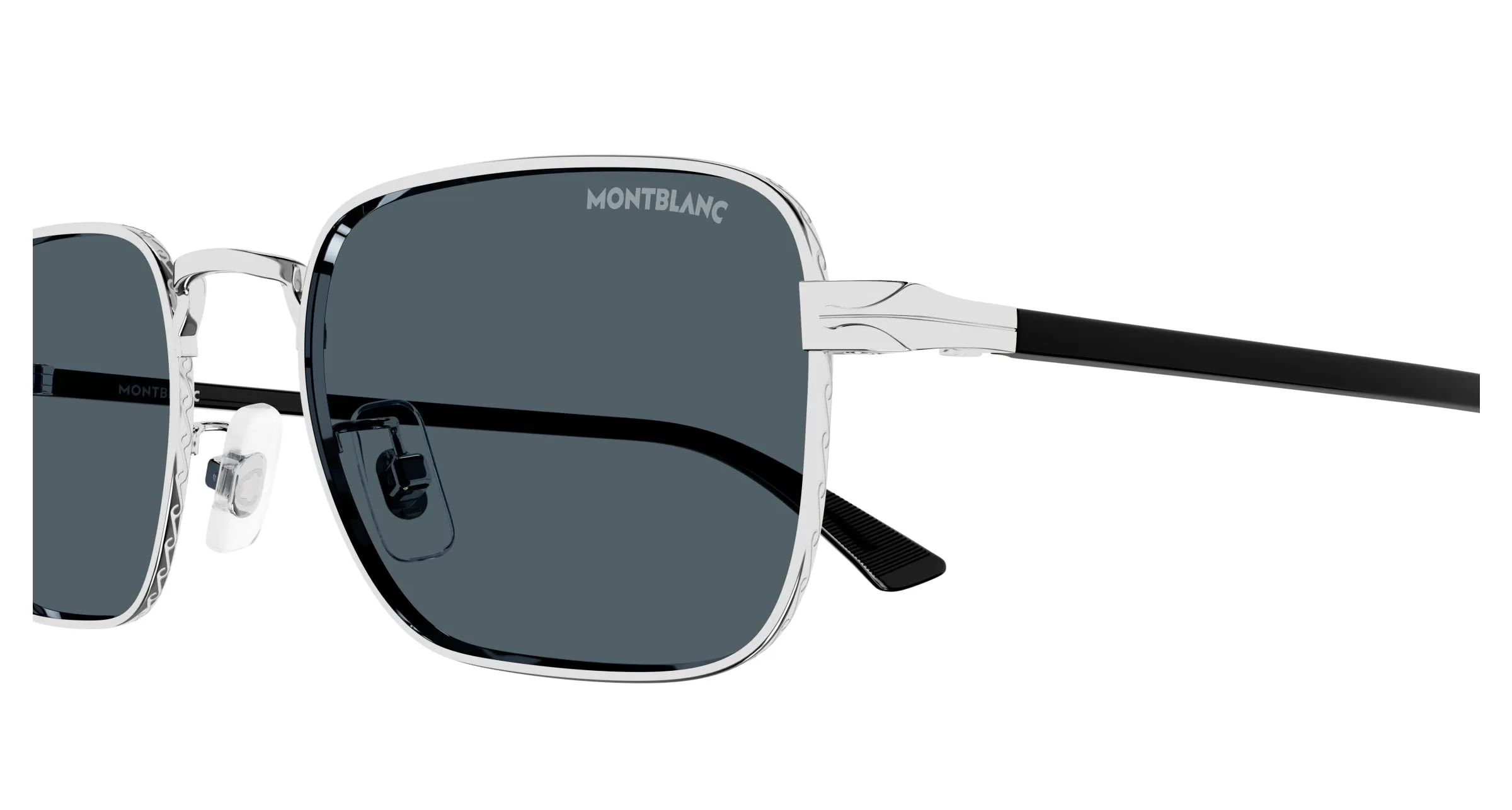 Montblanc MB0339S 003 Occhiali da sole Metallo Argento Blu Squadrata - immagine 3
