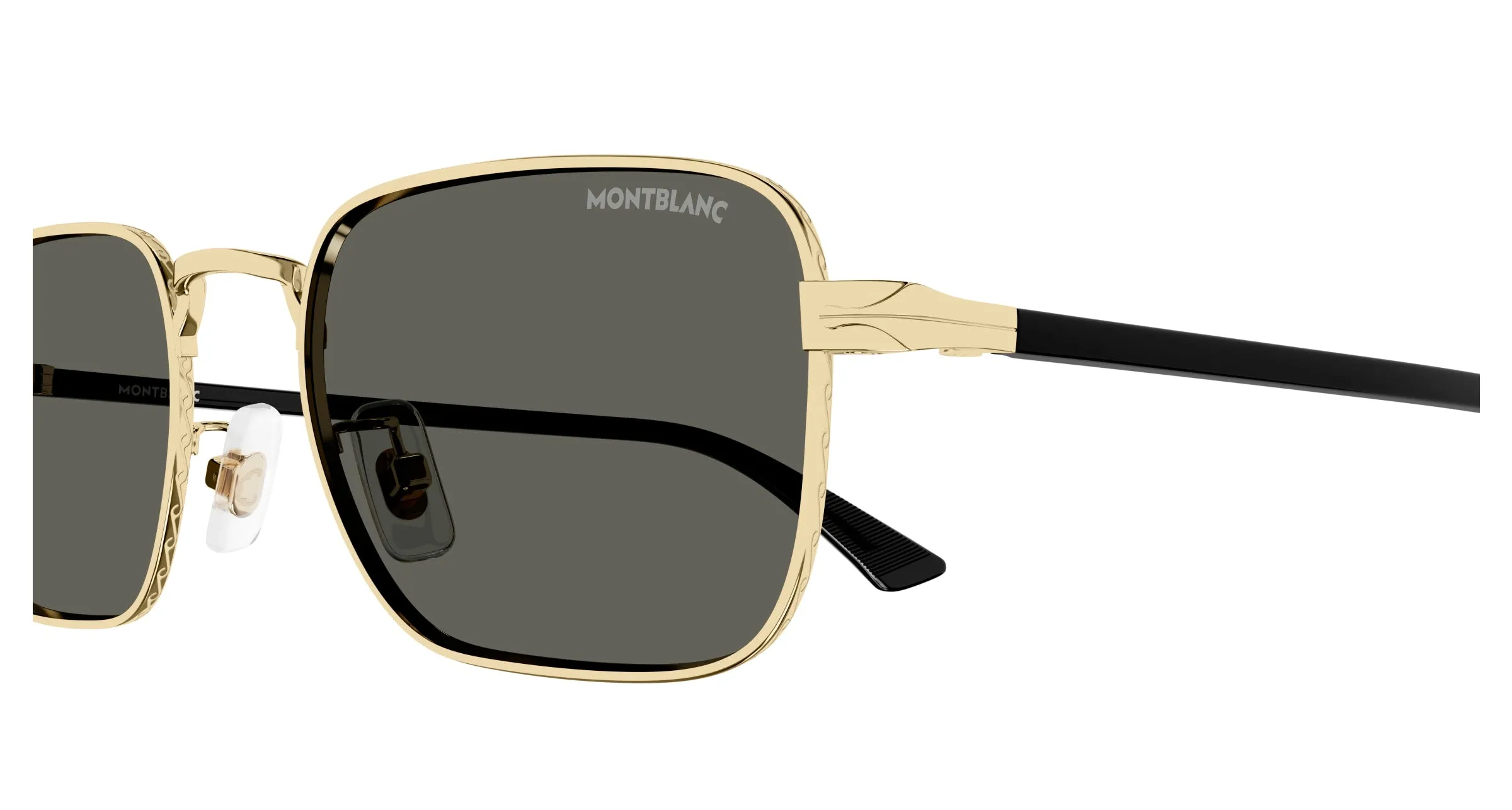 Montblanc MB0339S 001 Occhiali da sole Metallo Oro Grigio Squadrata - immagine 3
