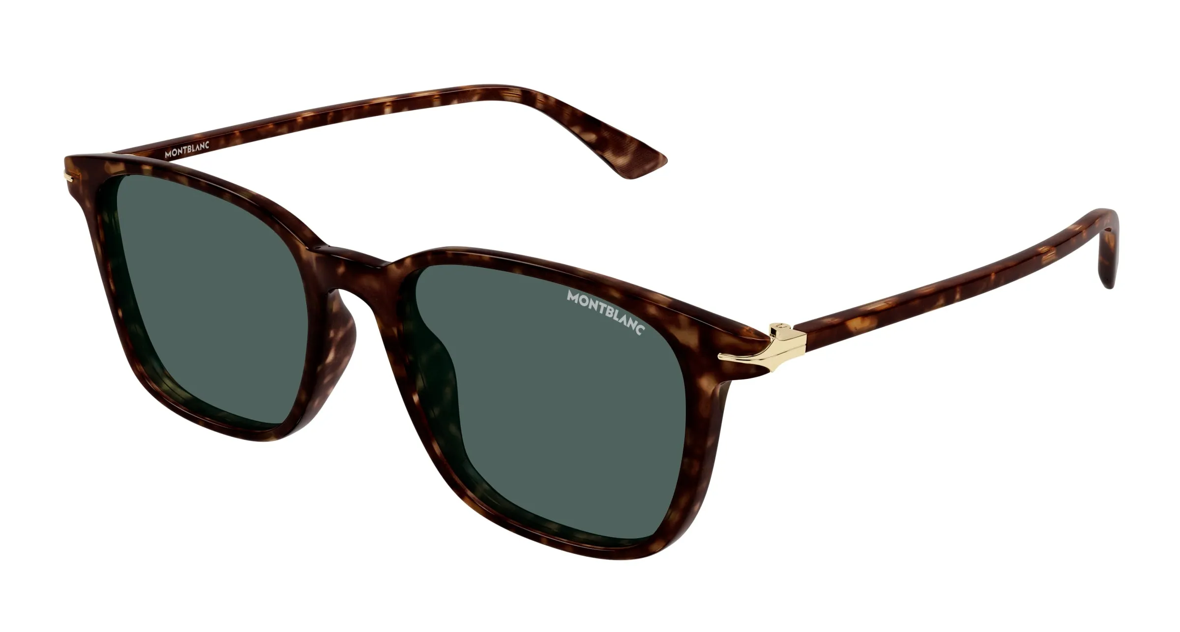 Montblanc MB0338S 002 Occhiali da sole Acetato Havana Verde Squadrata - immagine 1