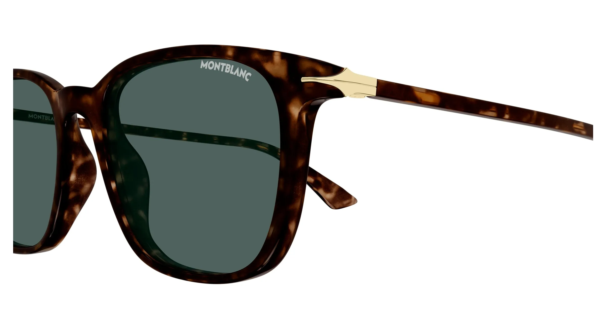 Montblanc MB0338S 002 Occhiali da sole Acetato Havana Verde Squadrata - immagine 3