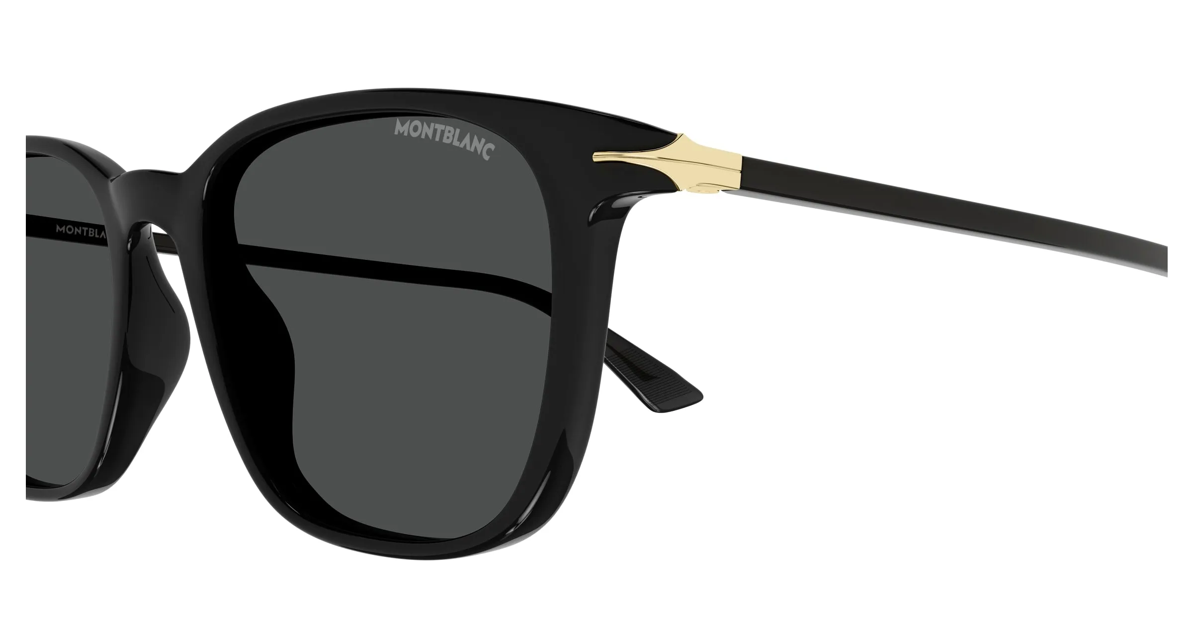 Montblanc MB0338S 001 Occhiali da sole Acetato Nero Grigio Squadrata - immagine 3