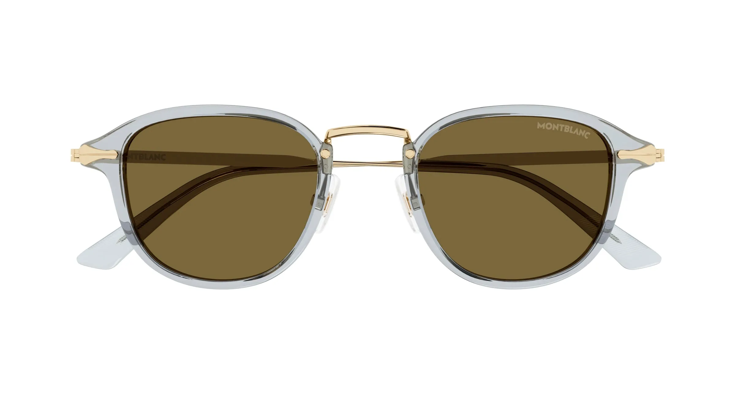 Montblanc MB0336S 003 Occhiali da sole Iniettato Grigio Marrone Rotonda - immagine 2