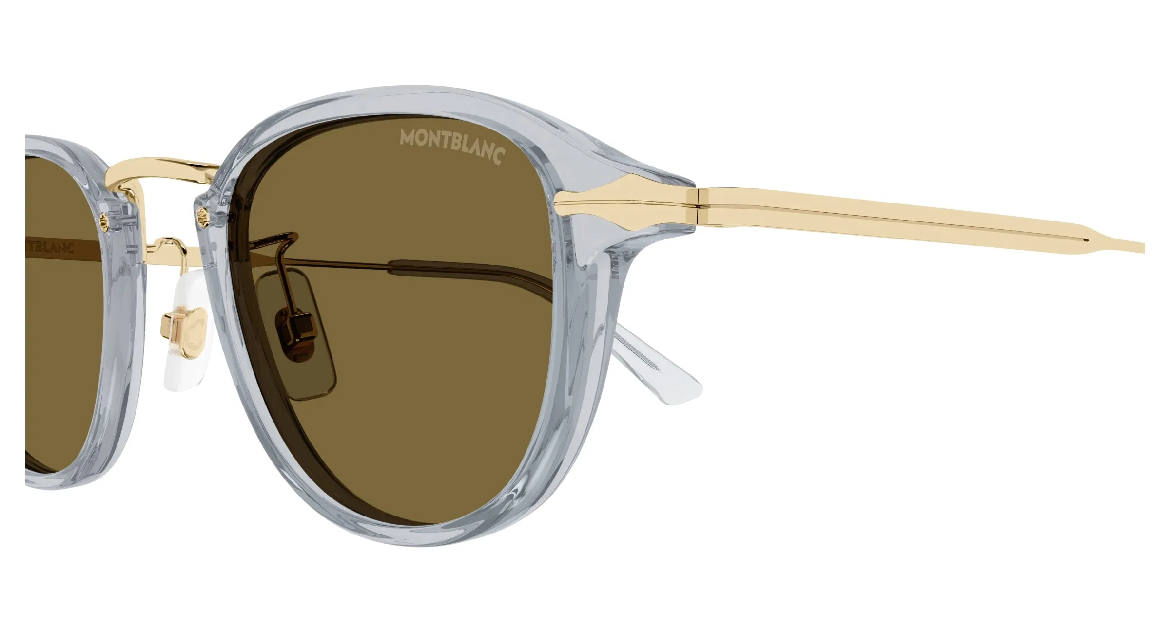 Montblanc MB0336S 003 Occhiali da sole Iniettato Grigio Marrone Rotonda - immagine 3