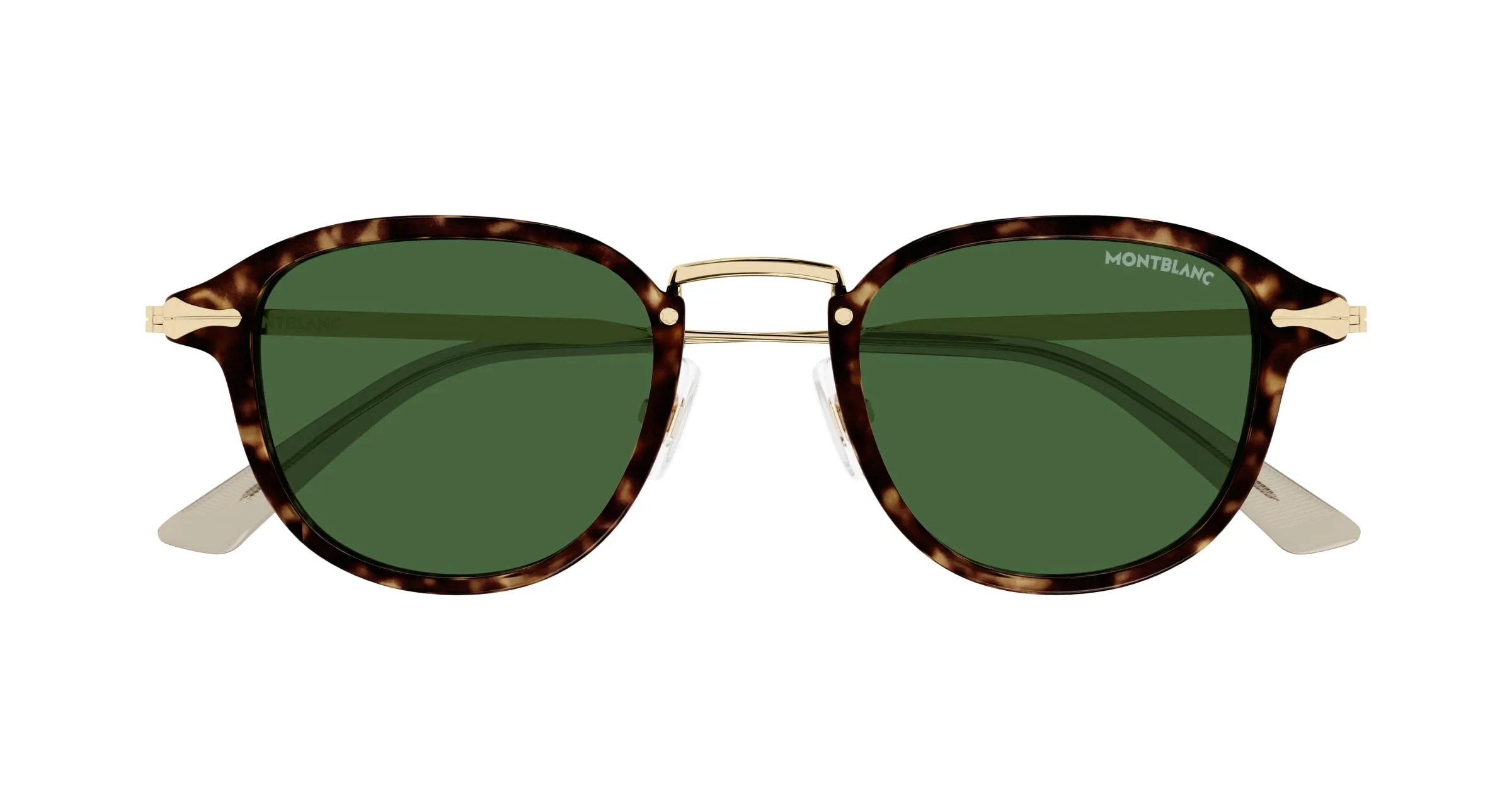 Montblanc Uomo MB0336S 002 Occhiali da sole Iniettato Havana Verde Rotonda - immagine 2