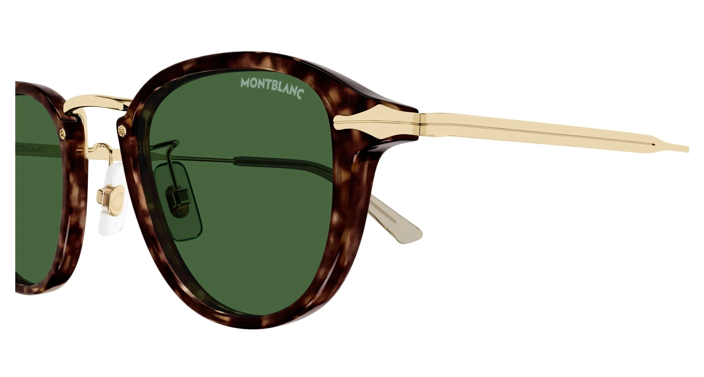 Montblanc Uomo MB0336S 002 Occhiali da sole Iniettato Havana Verde Rotonda - immagine 3