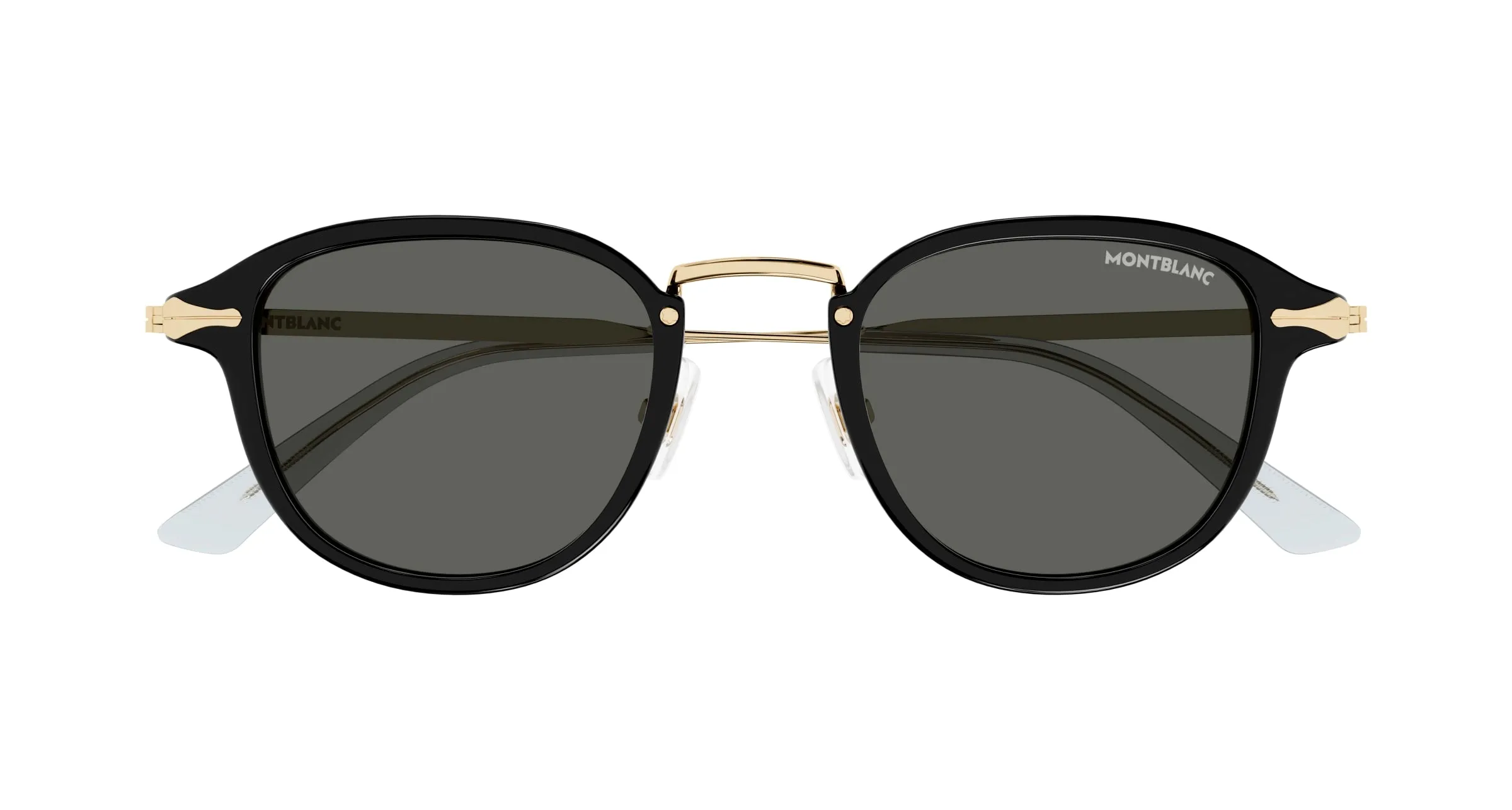 Montblanc MB0336S 001 Occhiali da sole Iniettato Nero Grigio Rotonda - immagine 2