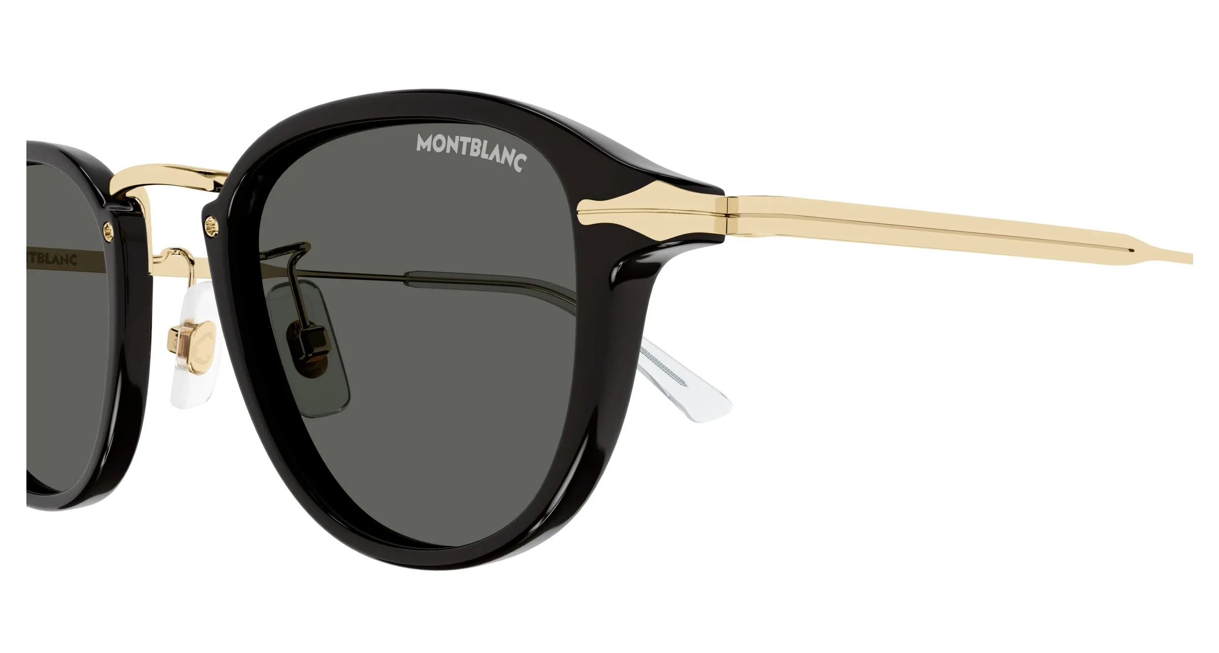 Montblanc MB0336S 001 Occhiali da sole Iniettato Nero Grigio Rotonda - immagine 3