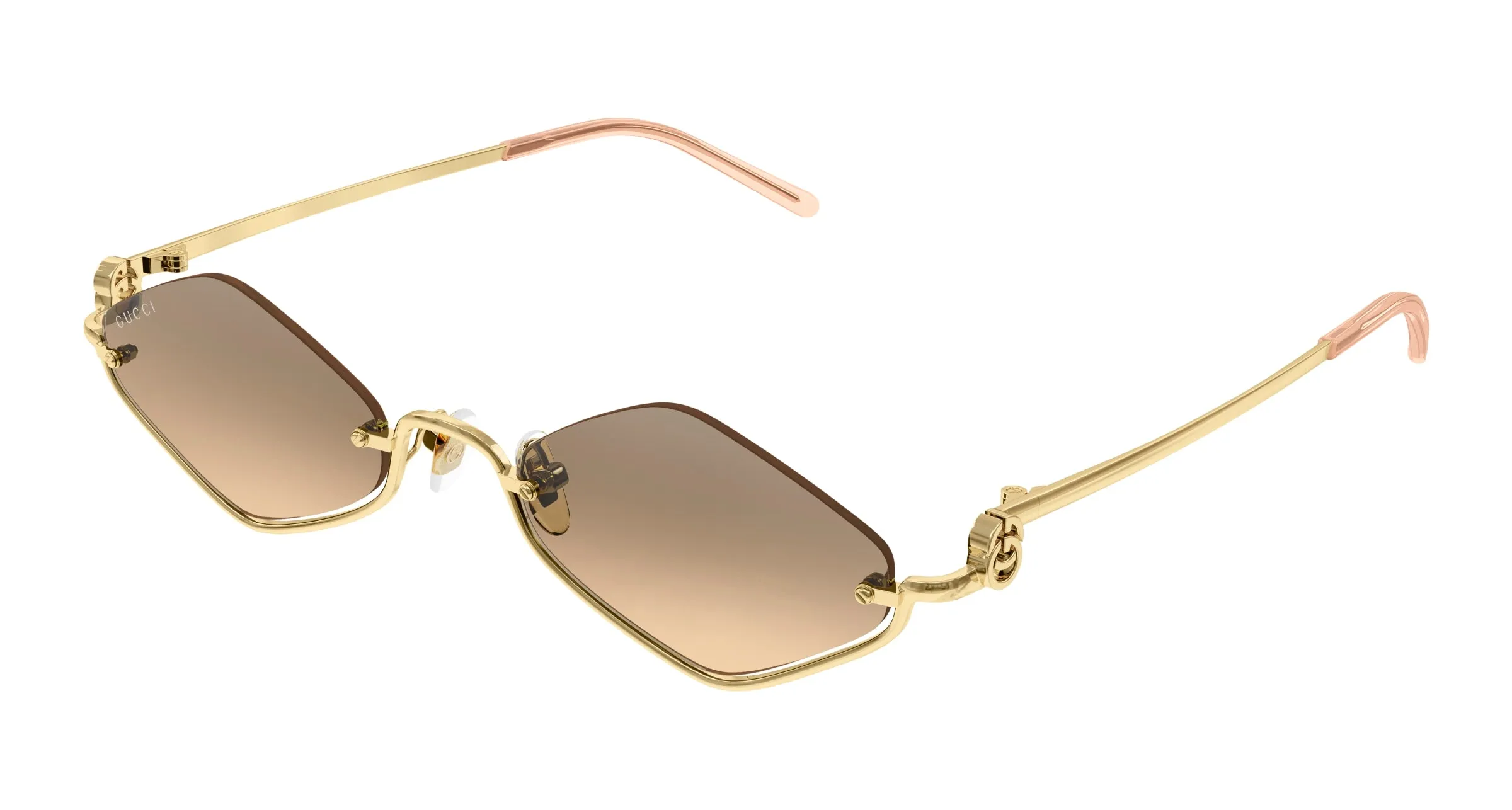 Gucci GG1604S 003 Occhiali da sole Metallo Oro Arancione Geometrica - immagine 1