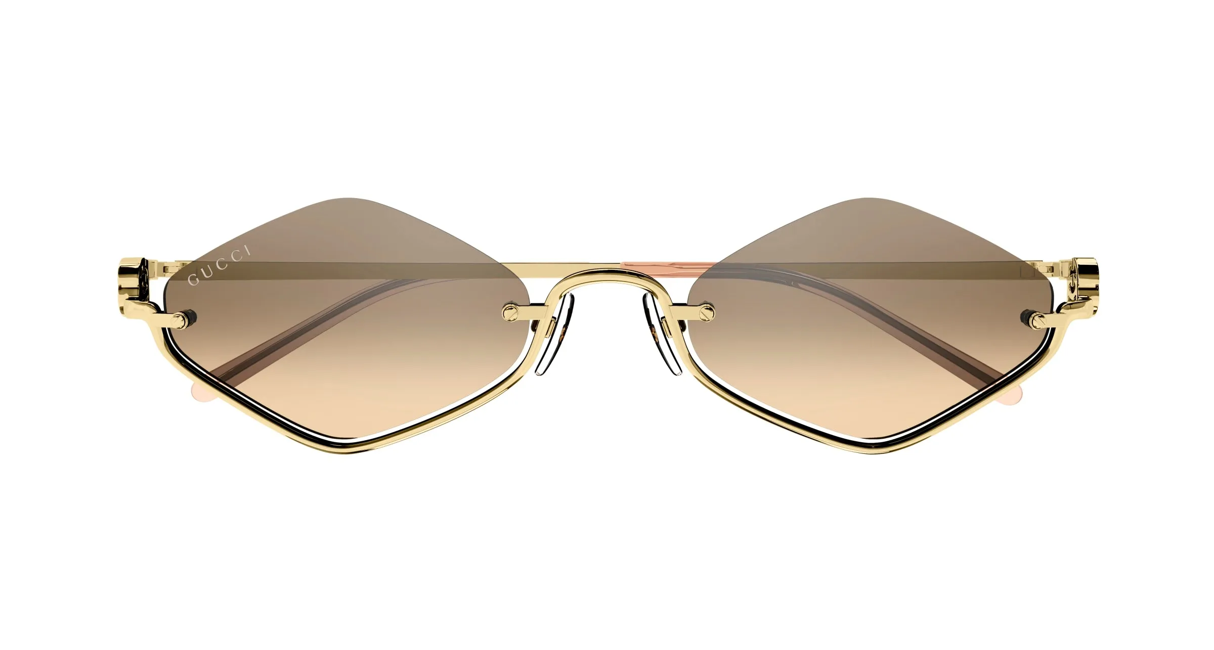Gucci GG1604S 003 Occhiali da sole Metallo Oro Arancione Geometrica - immagine 2