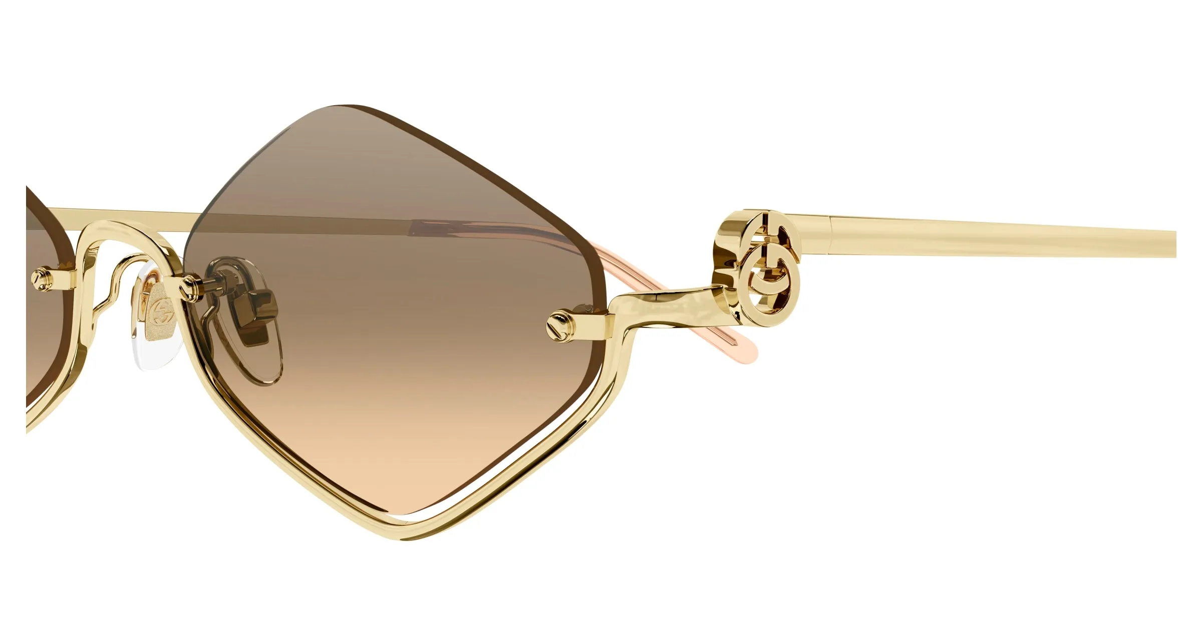 Gucci GG1604S 003 Occhiali da sole Metallo Oro Arancione Geometrica - immagine 3