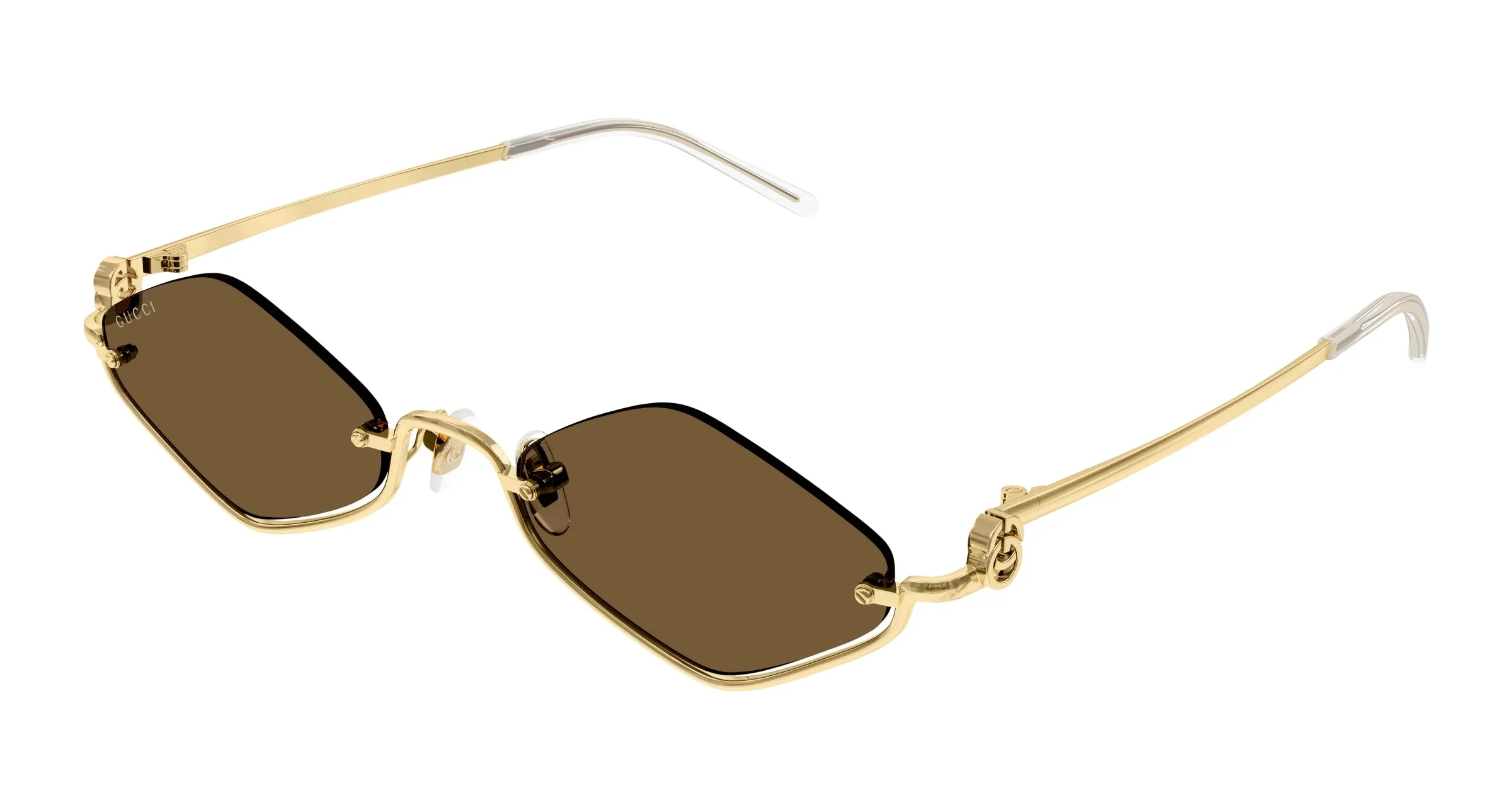 Gucci GG1604S 002 Occhiali da sole Metallo Oro Marrone Geometrica - immagine 1