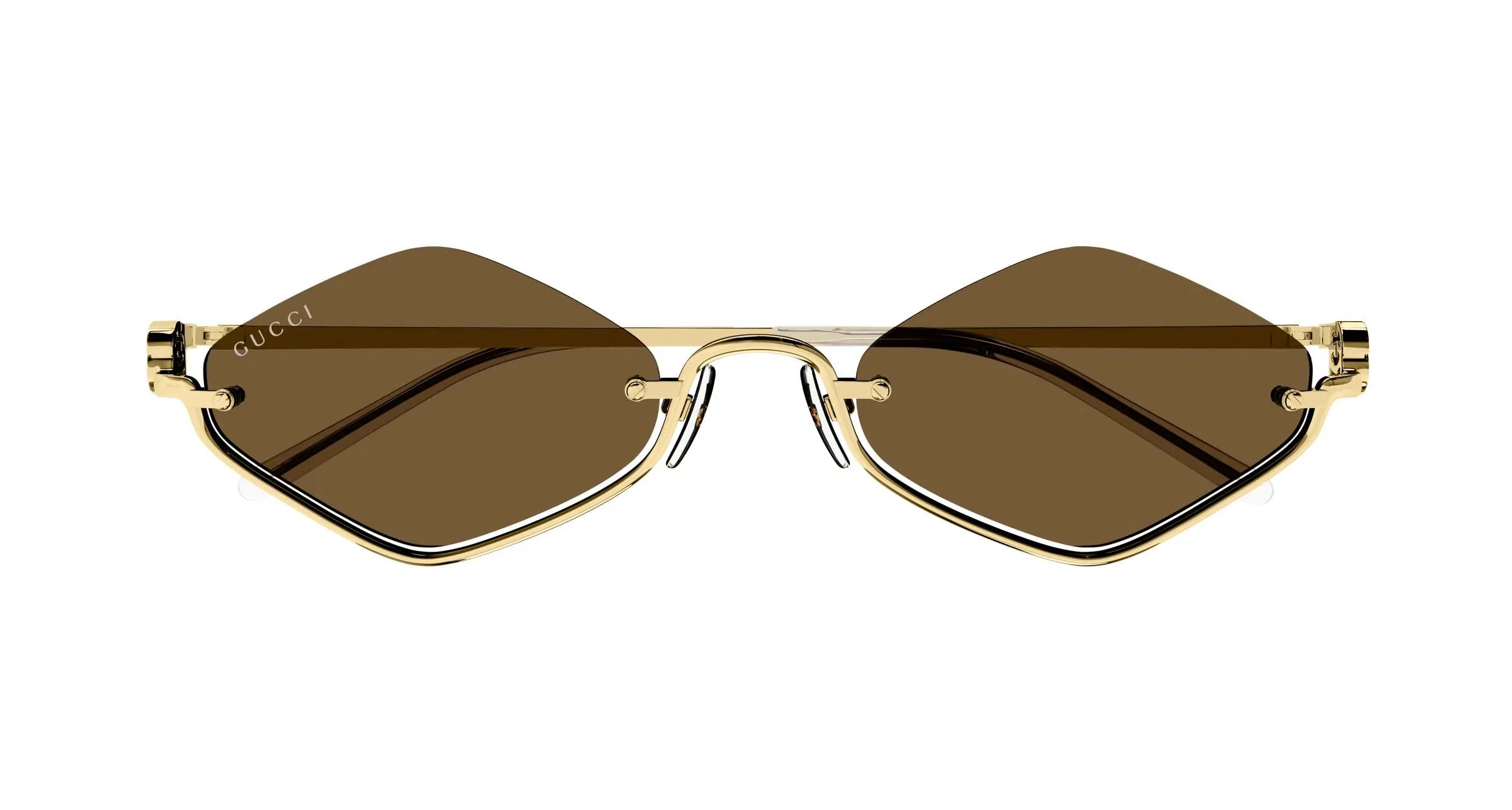 Gucci GG1604S 002 Occhiali da sole Metallo Oro Marrone Geometrica - immagine 2