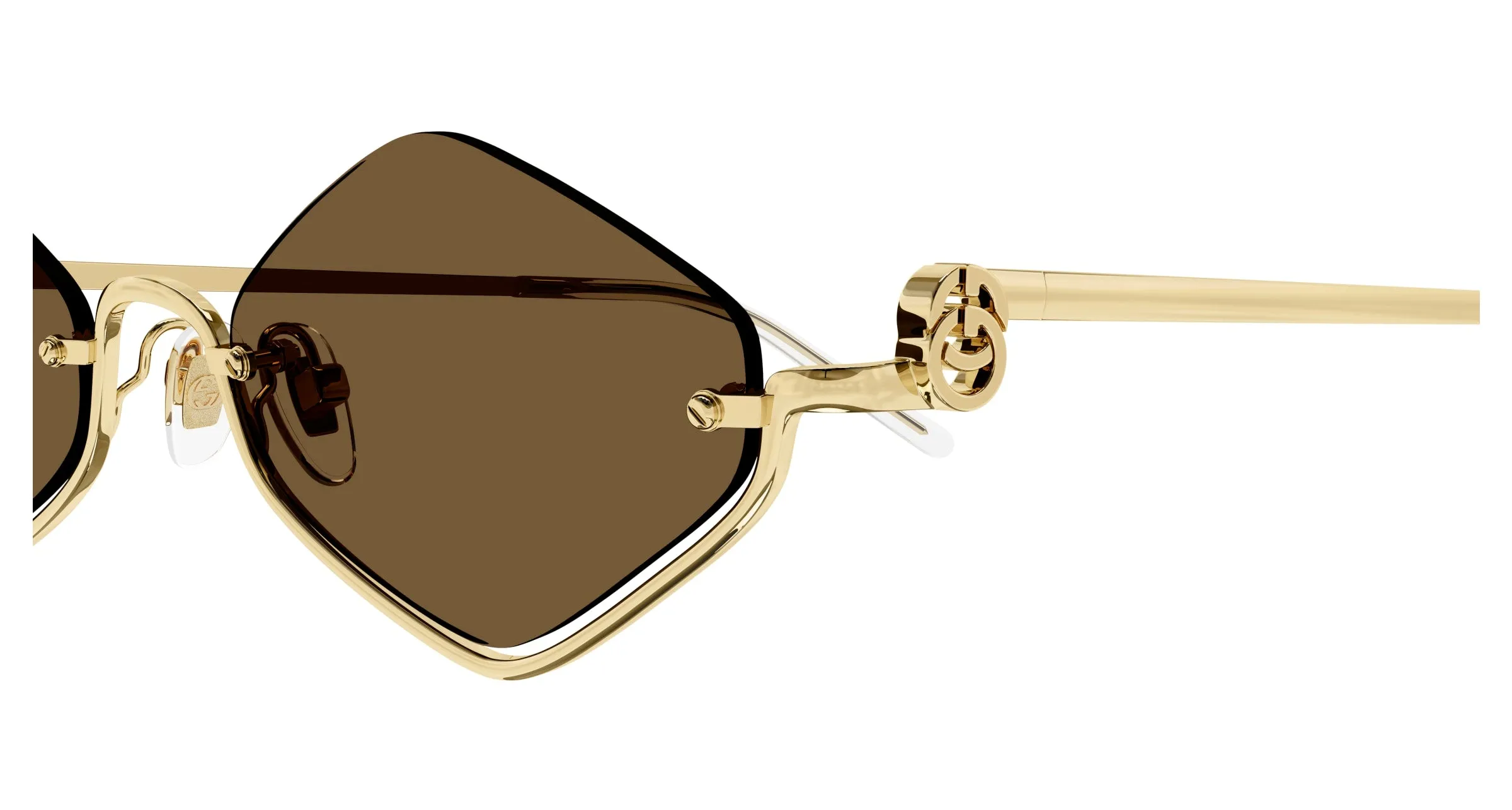 Gucci GG1604S 002 Occhiali da sole Metallo Oro Marrone Geometrica - immagine 3