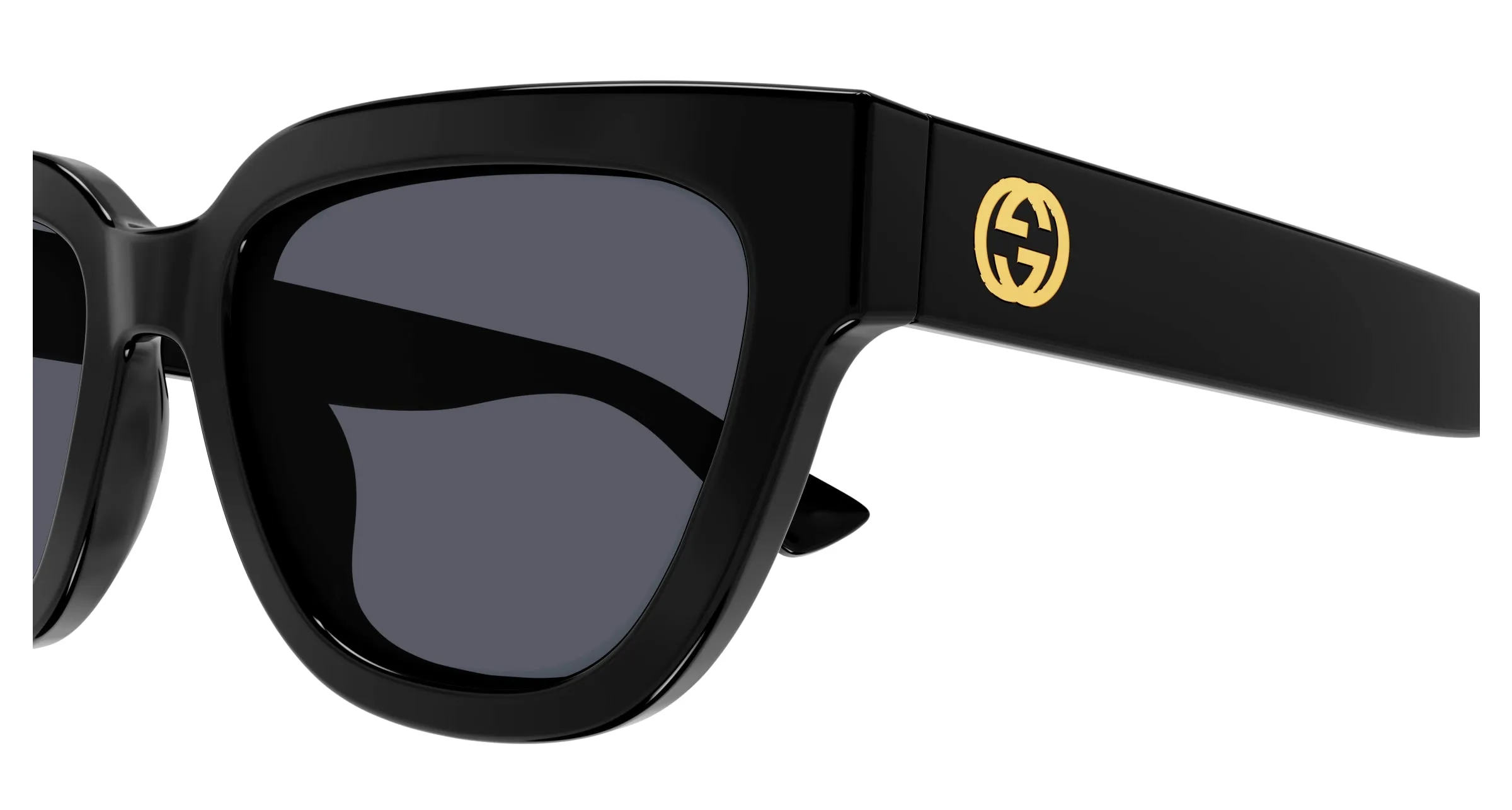 Gucci GG1578S 001 Occhiali da sole Iniettato Nero Grigio Cat Eye - immagine 3