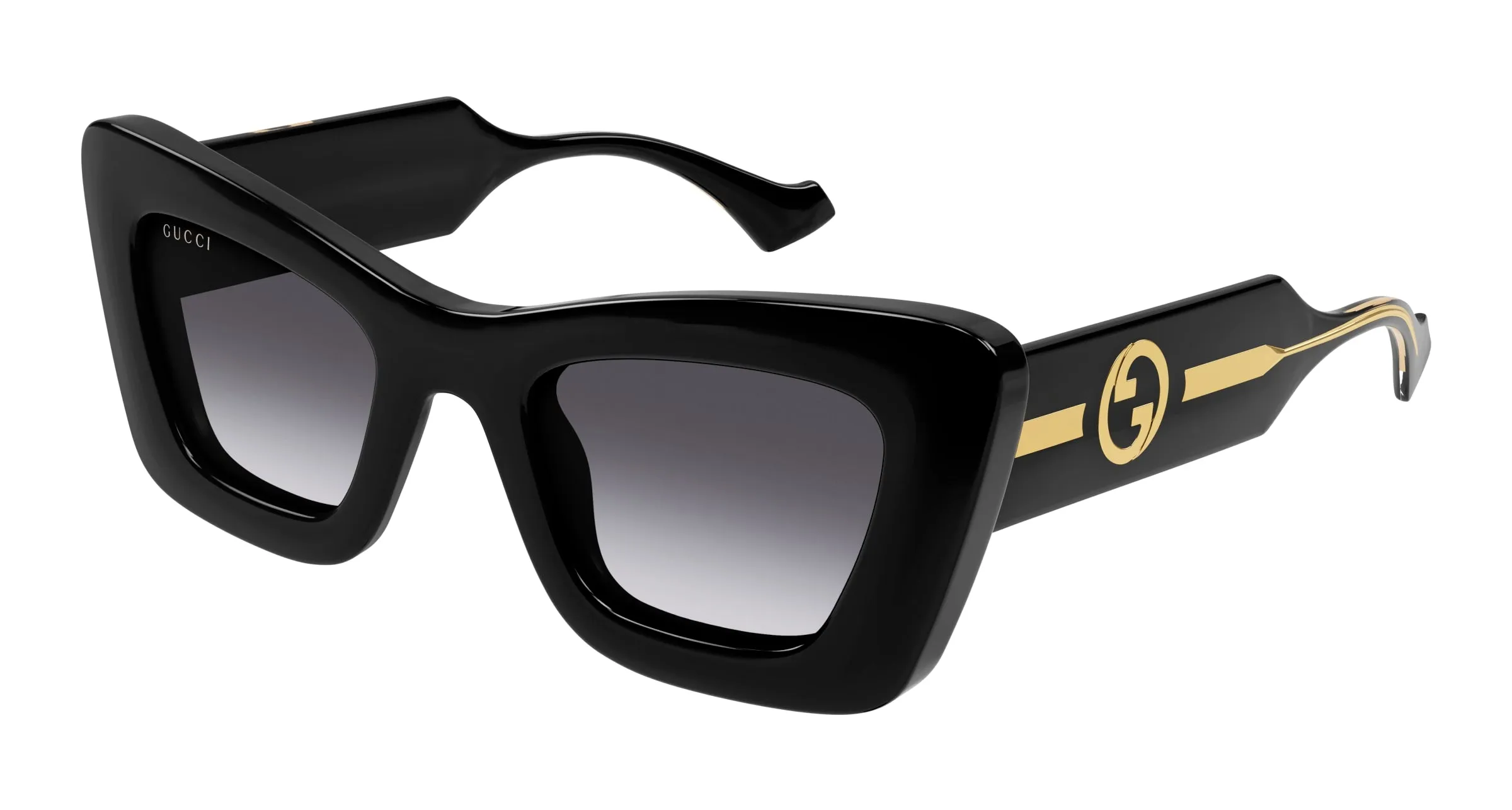 Gucci GG1552S 001 Occhiali da sole Iniettato Nero Grigio Cat Eye - immagine 1