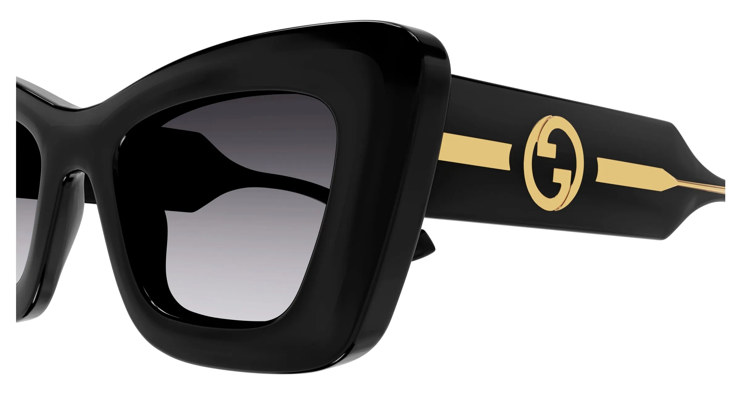 Gucci GG1552S 001 Occhiali da sole Iniettato Nero Grigio Cat Eye - immagine 3