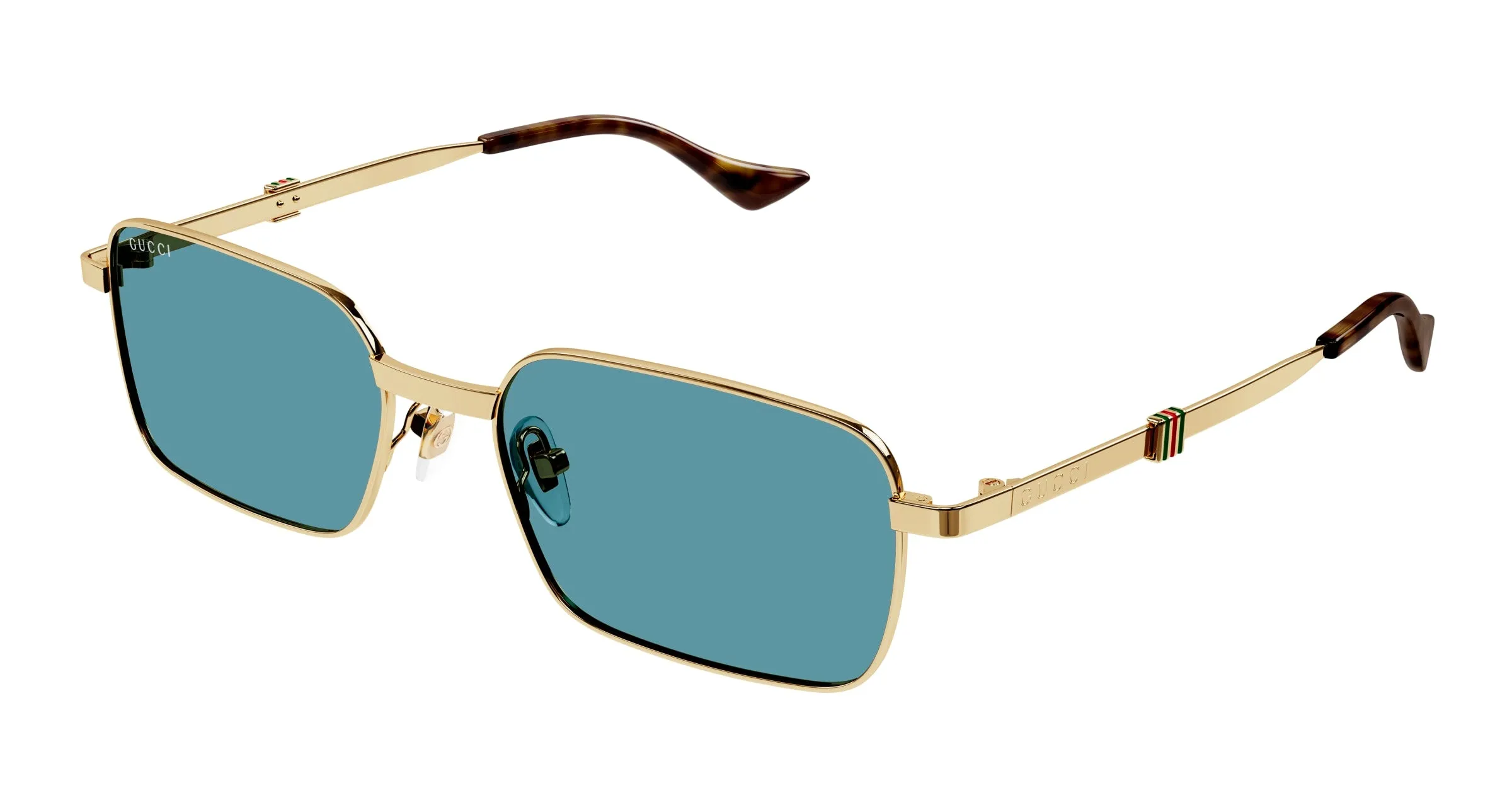 Gucci GG1495S 003 Occhiali da sole Metallo Oro Blu Squadrata - immagine 1