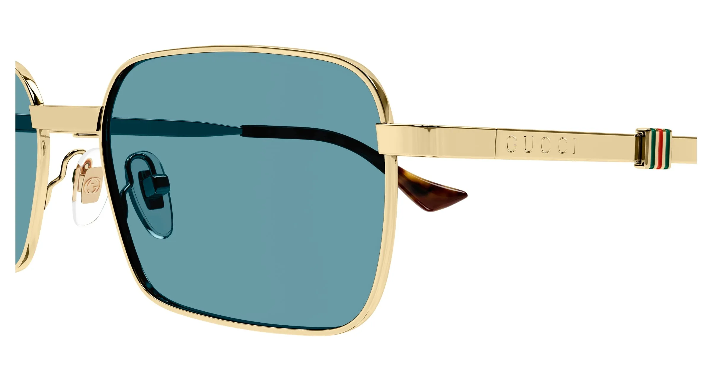 Gucci GG1495S 003 Occhiali da sole Metallo Oro Blu Squadrata - immagine 3