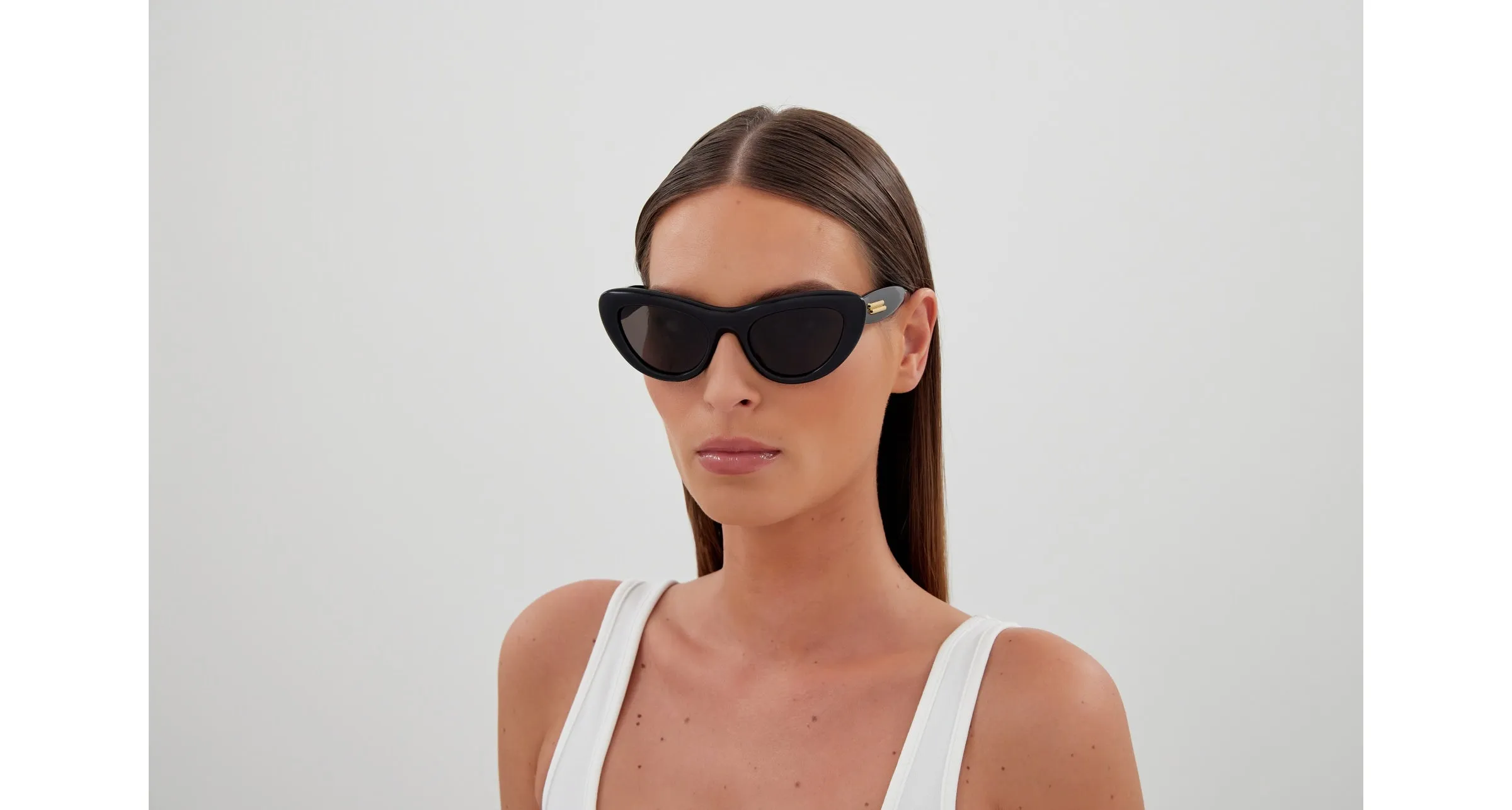 Bottega Veneta BV1282S 001 Occhiali da sole Acetato Nero Grigio Cat Eye - immagine 4
