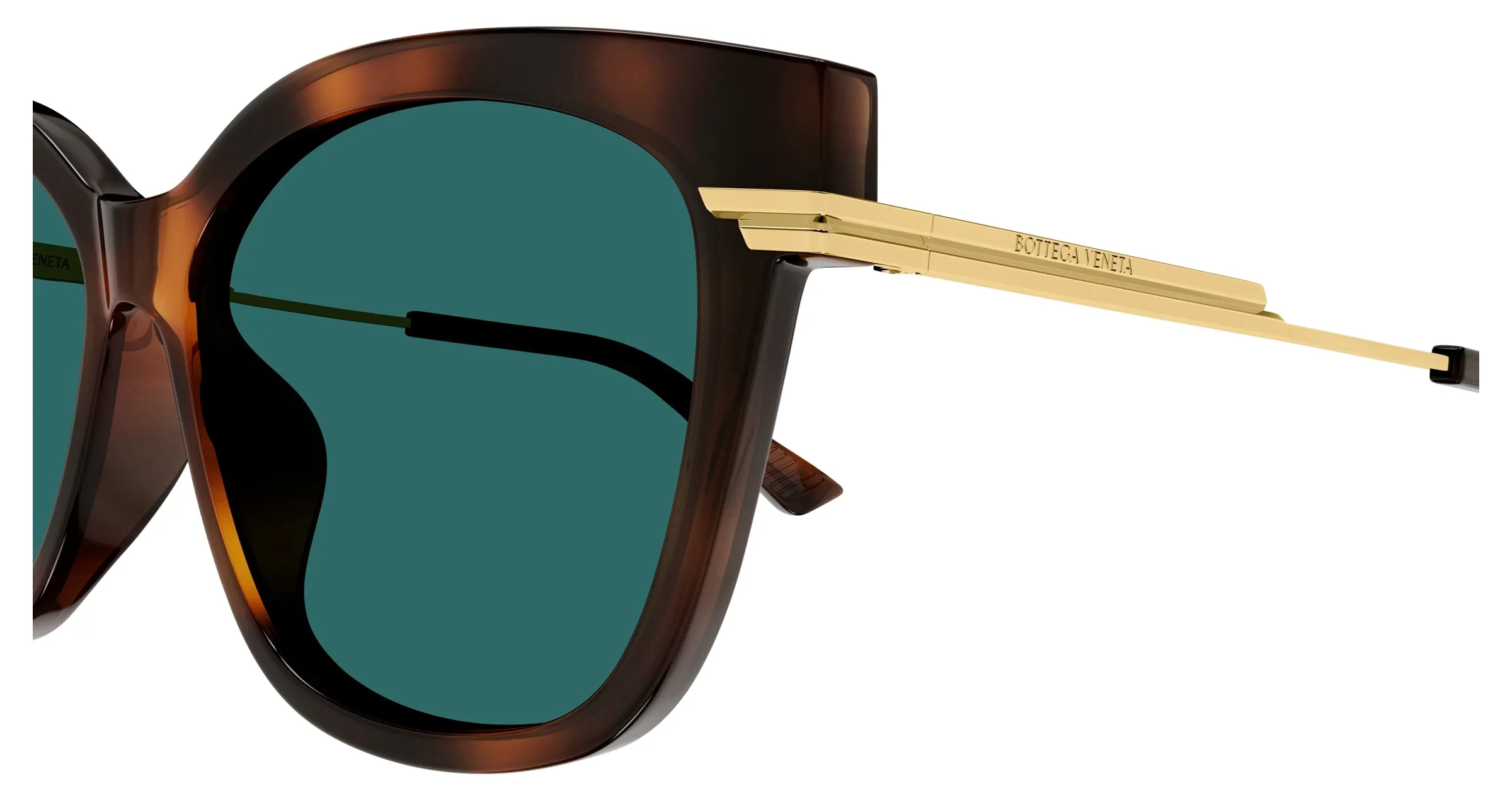 Bottega Veneta Donna BV1296SA 003 Occhiali da sole Acetato Havana Verde Cat Eye - immagine 3