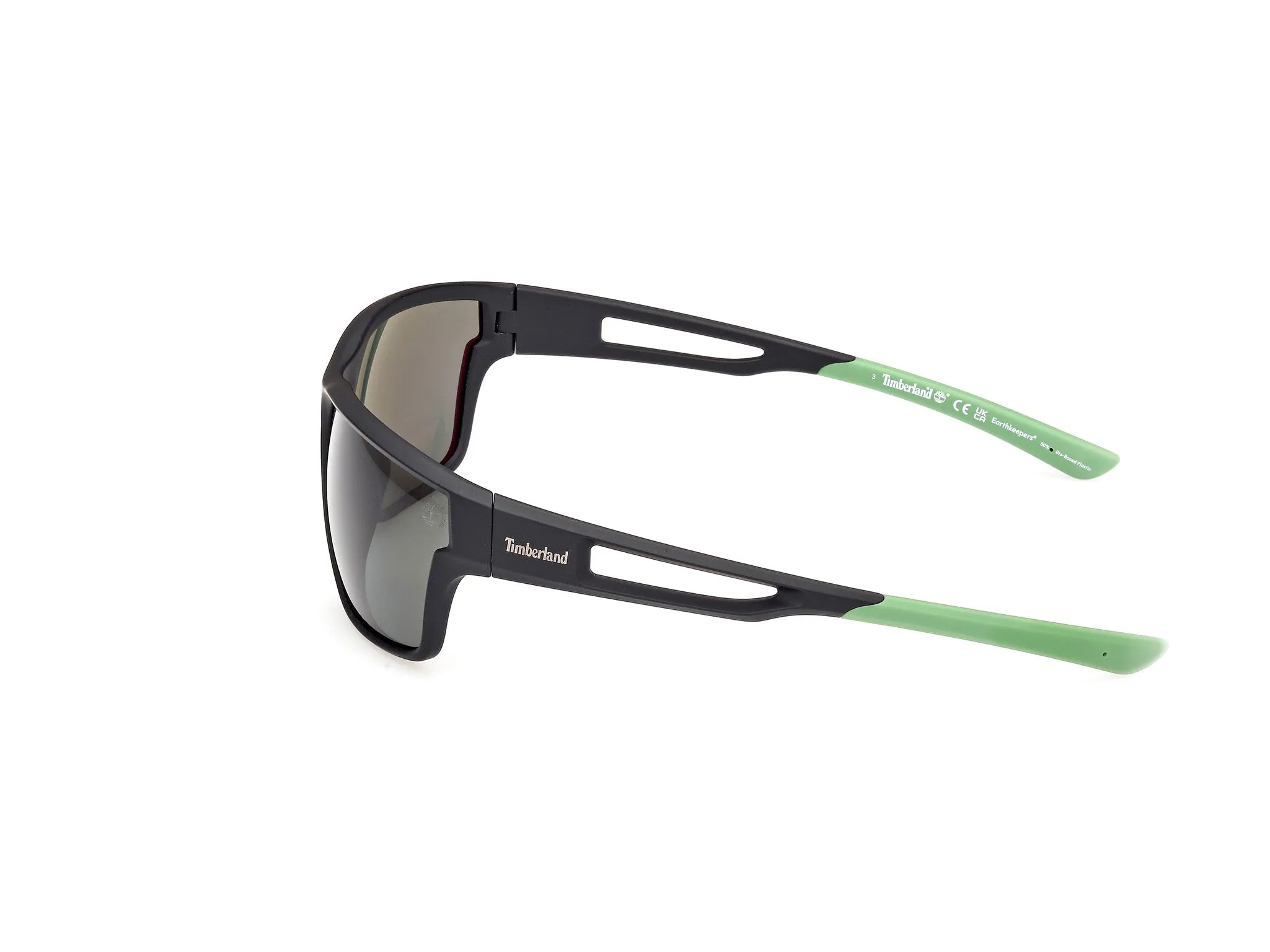 Timberland TB00001 02R Occhiali da sole Iniettato Nero Verde Squadrata Polarizzata - immagine 3