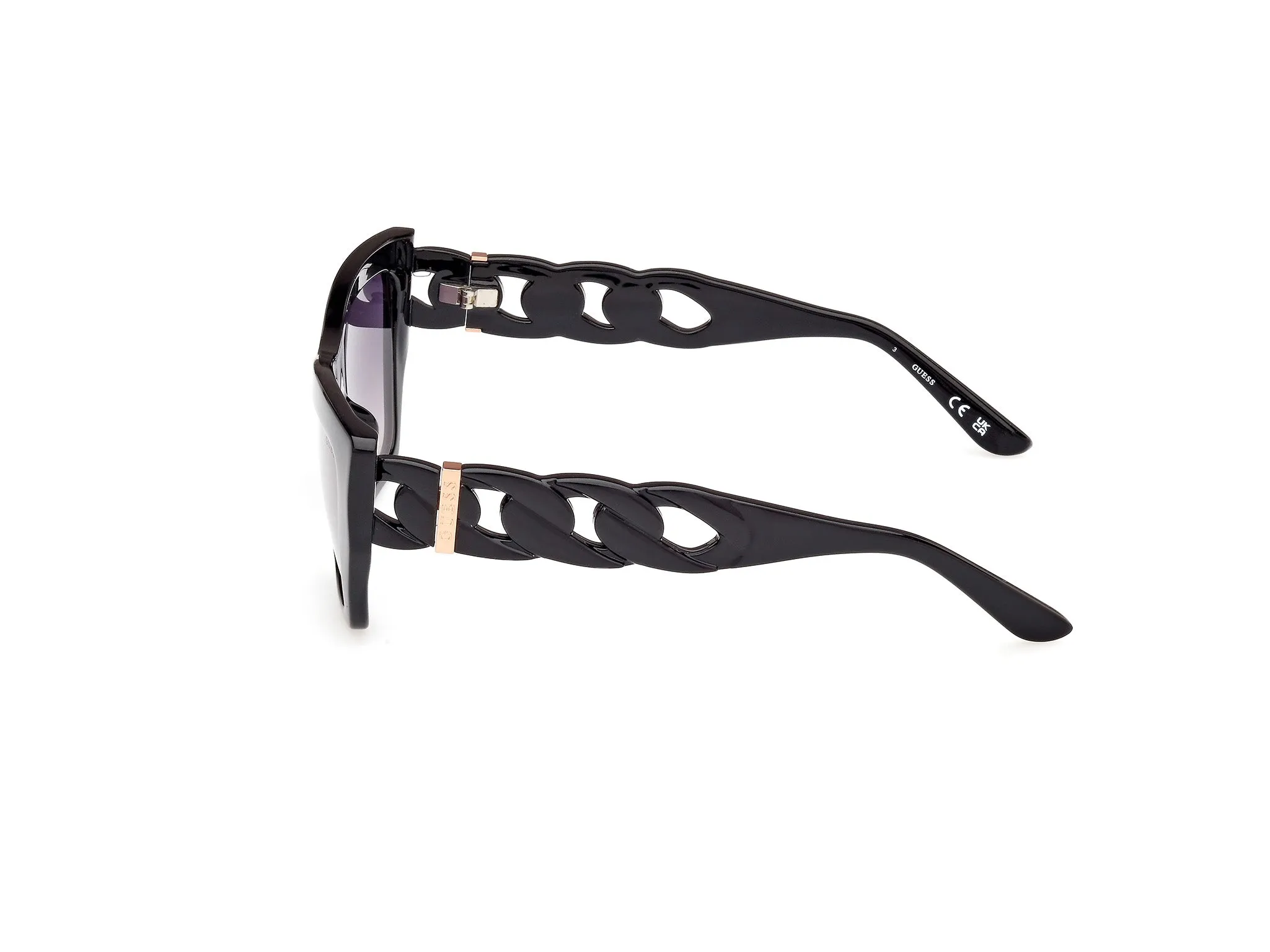 Guess GU00111 01B Occhiali da sole Iniettato Nero Fumo Cat Eye Normale Sfumato - immagine 3