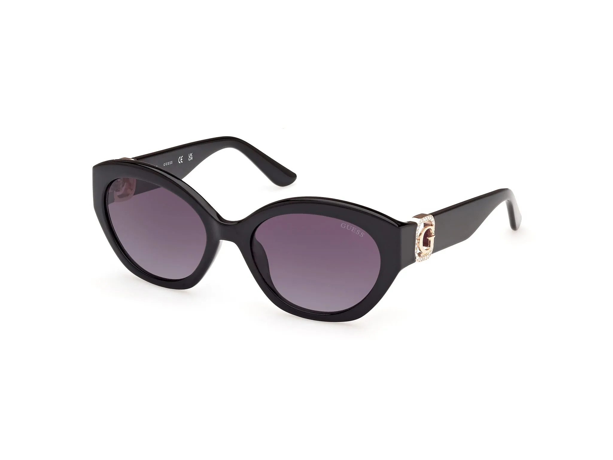 Guess GU00104 01B Occhiali da sole Iniettato Nero Grigio Rotonda Normale Sfumato - immagine 1