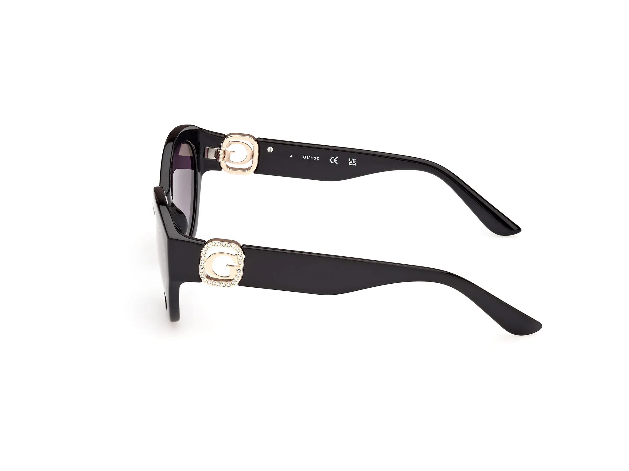 Guess GU00104 01B Occhiali da sole Iniettato Nero Grigio Rotonda Normale Sfumato - immagine 3