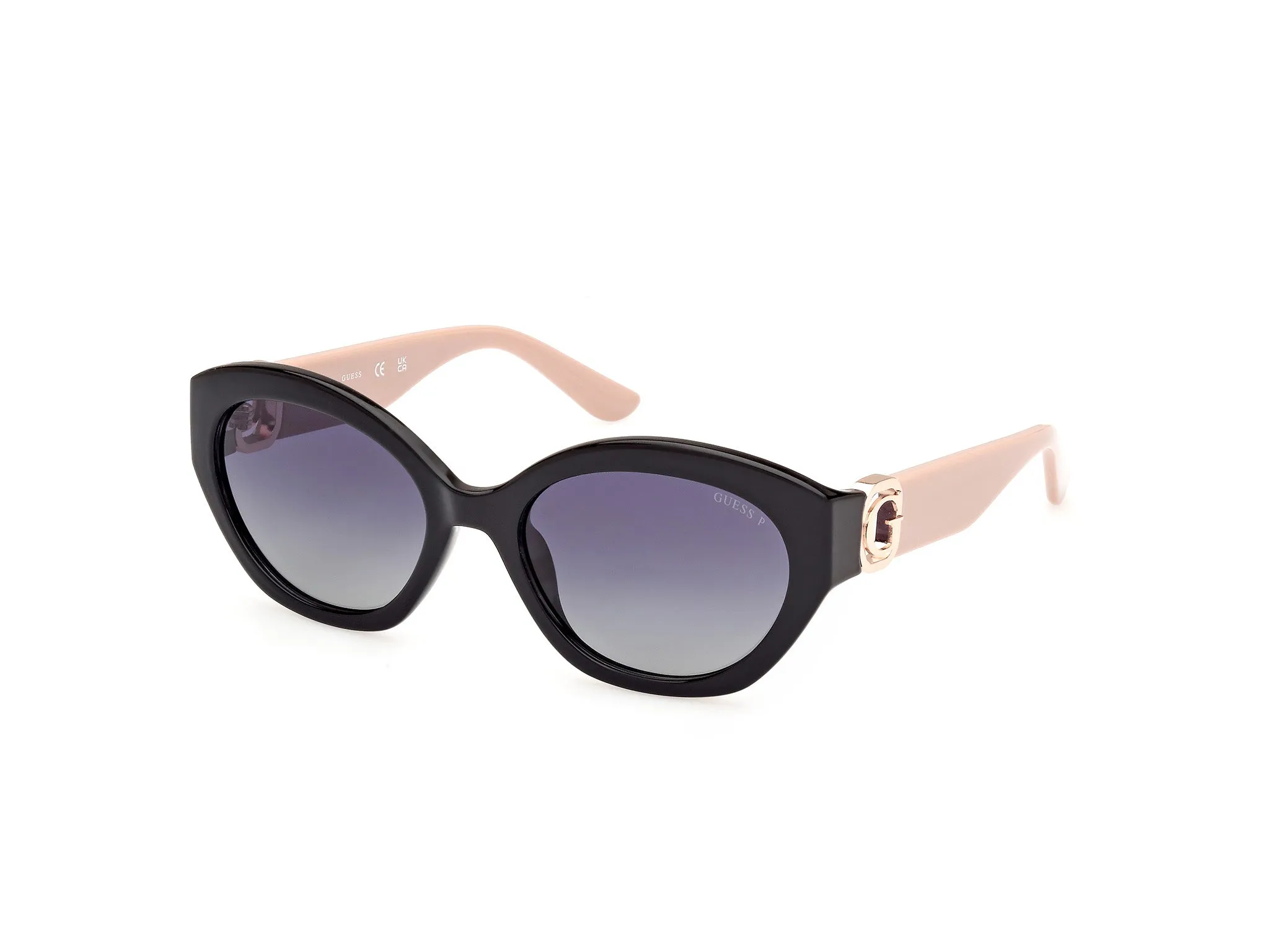 Guess GU00104 05D Occhiali da sole Iniettato Nero Grigio Rotonda Polarizzata Sfumato - immagine 1