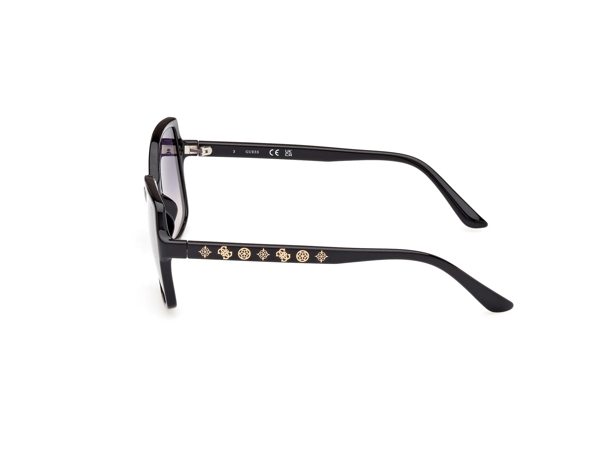 Guess GU00100 01B Occhiali da sole Iniettato Nero Fumo Squadrata Normale Sfumato - immagine 3