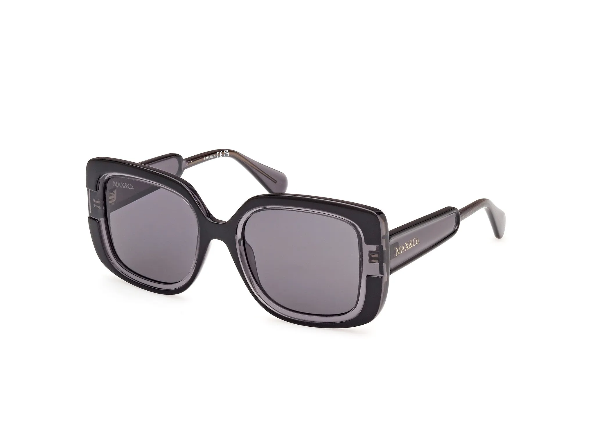 MAX&Co MO0096 01A Occhiali da sole Iniettato Nero Fumo Squadrata Normale - immagine 1