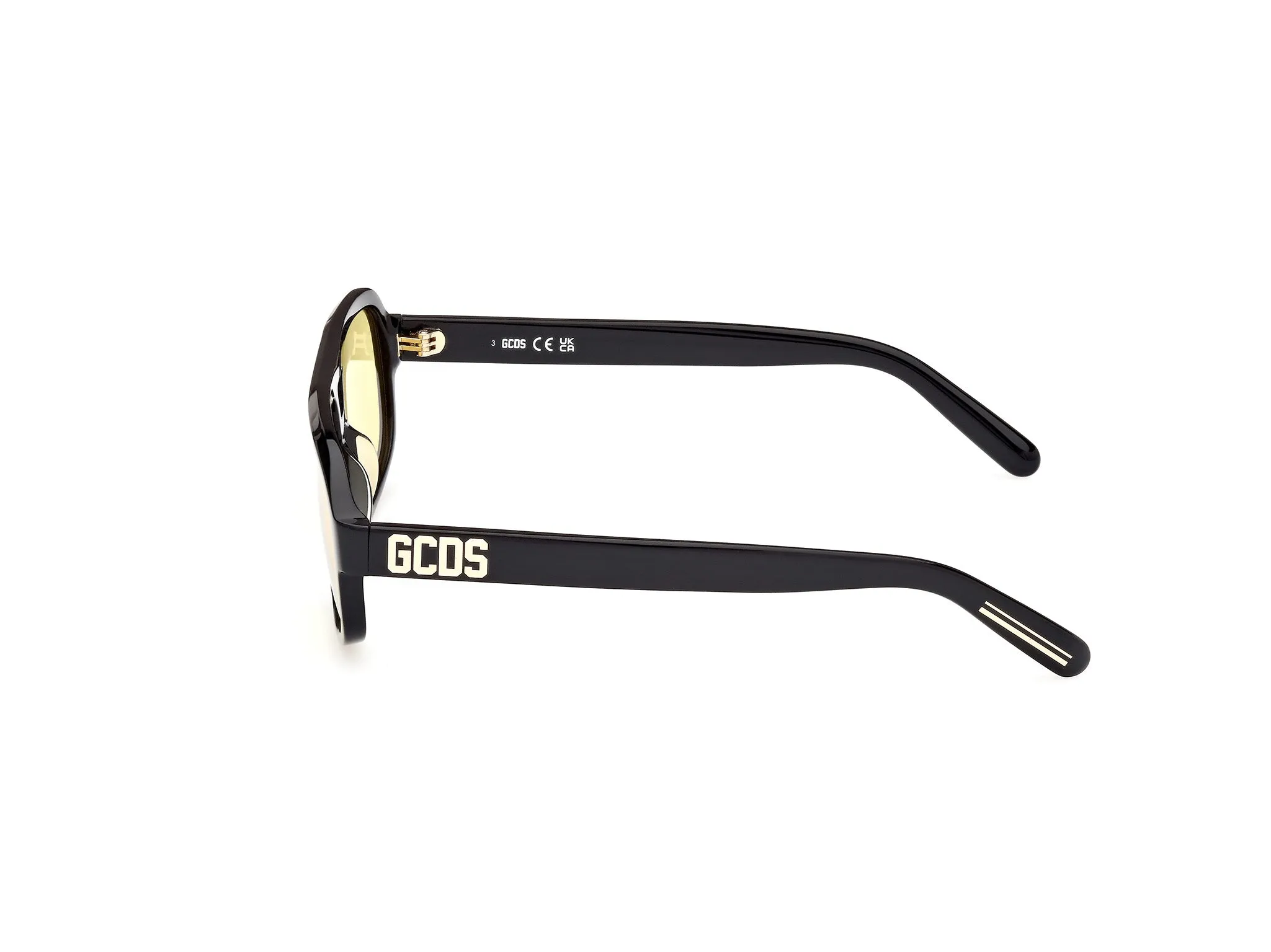 GCDS GD0046 01E Occhiali da sole Acetato Nero Marrone Pilot Normale - immagine 3